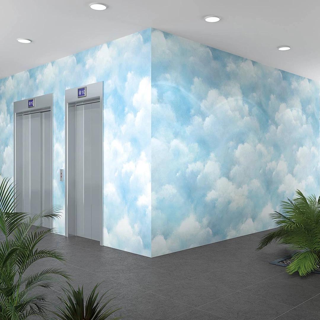 Blauwe effen lucht en wolken Fotobehang 2.70 x 2.12 m