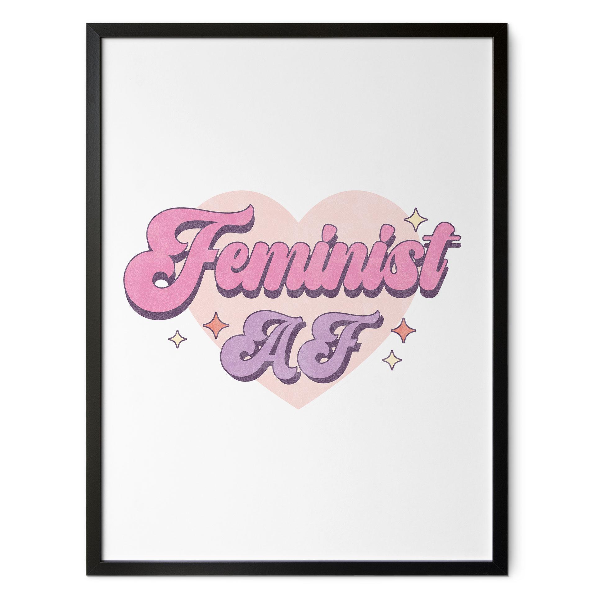 Plakat med statement - Feminist AF Pink Heart