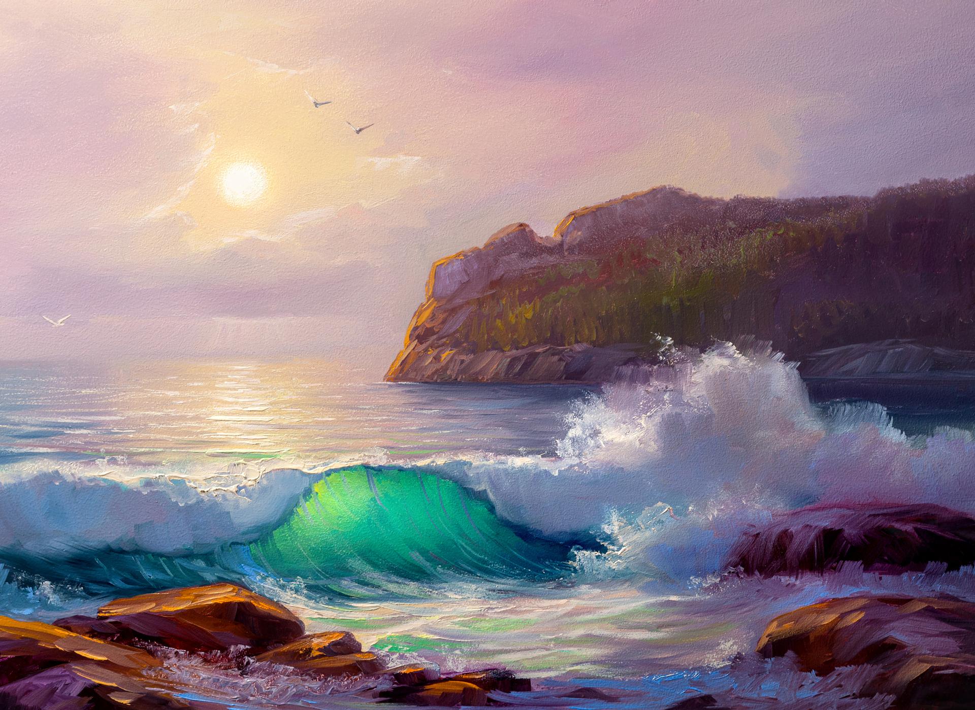 Sea PaintingSeasca behang in violet wit - vliesbehang Designwalls 2 - 2,55 x 3,5 m