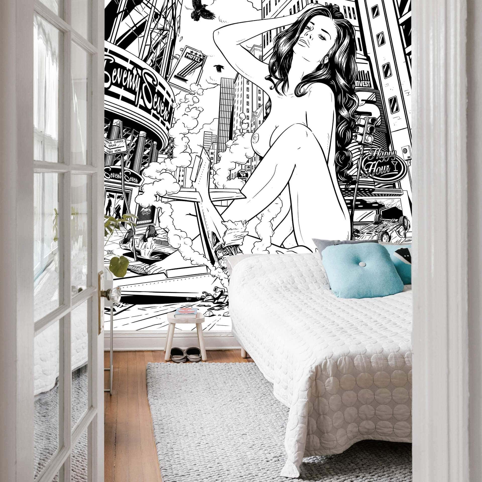 Papier peint photo Drawstore - Desaster Pin Up Plane Crash