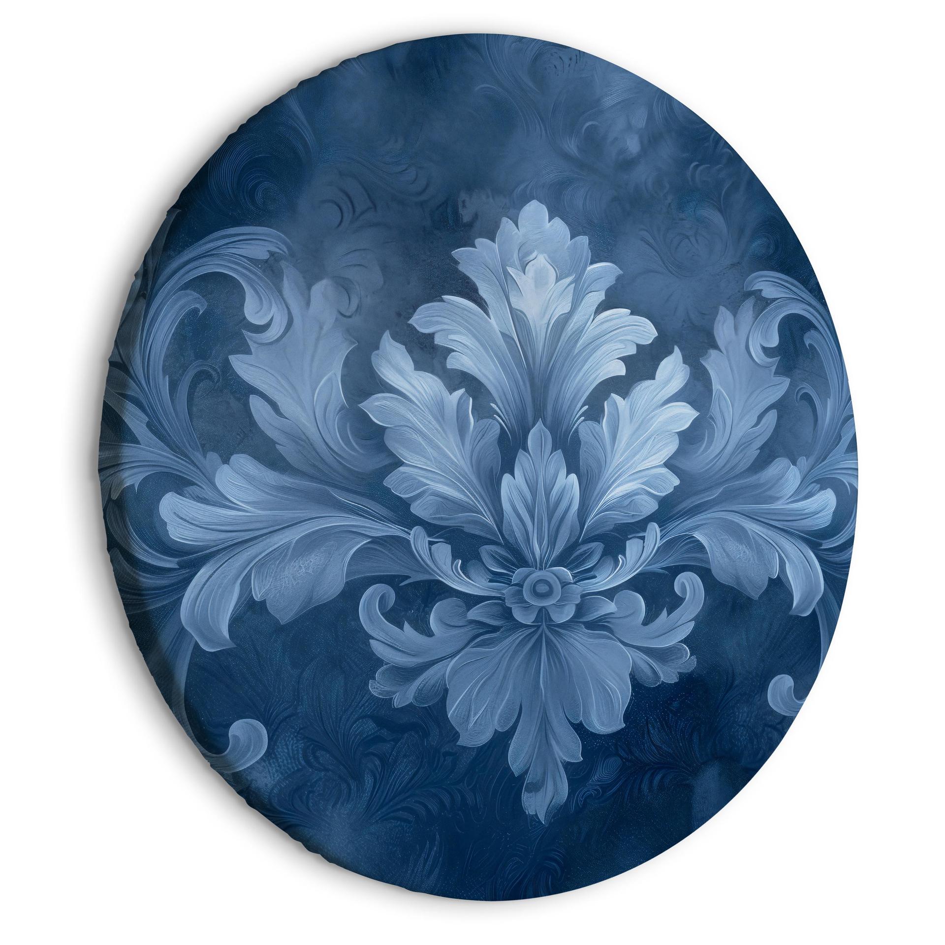 Rundes Leinwandbild Ornament in Blau