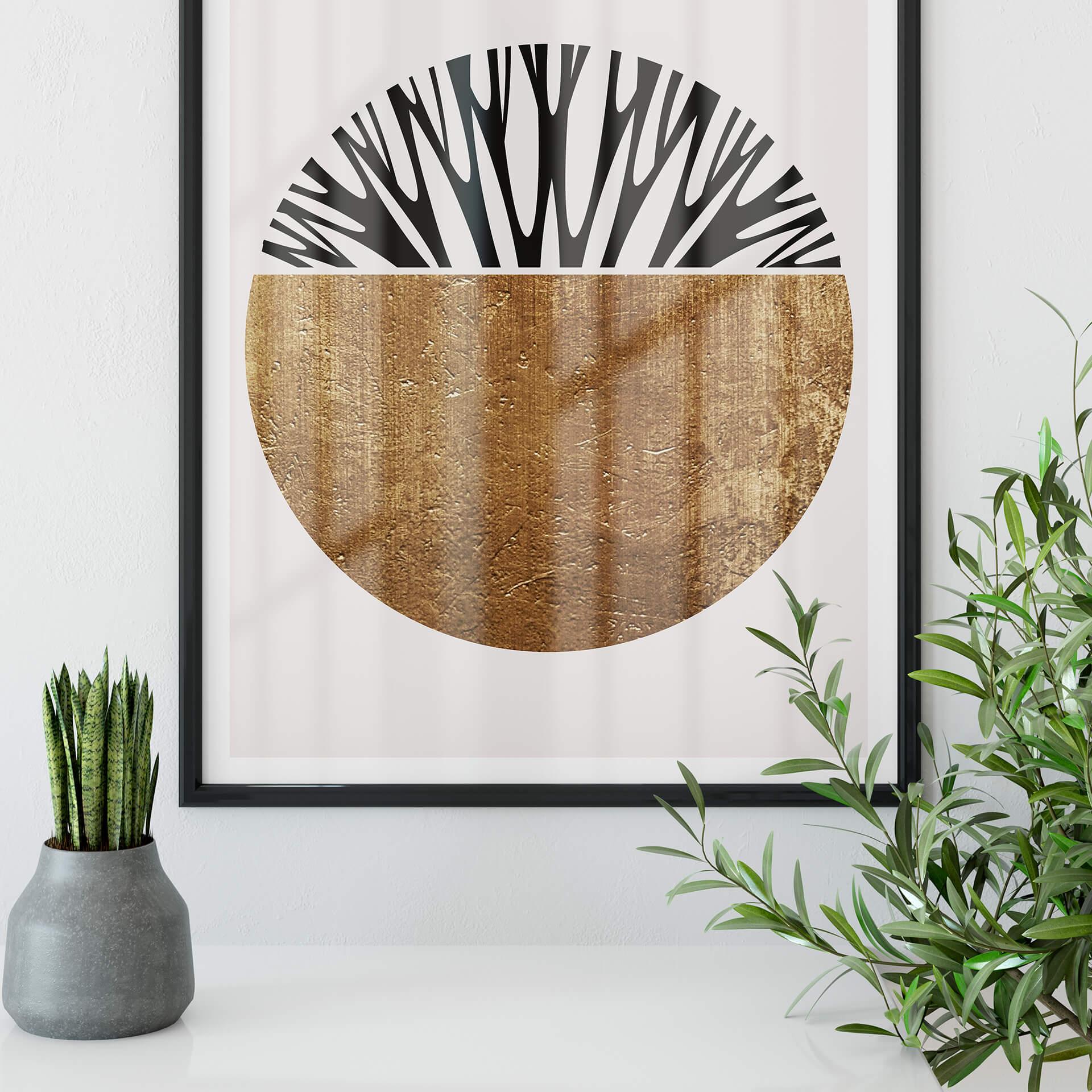 Plakat - Kubistika - Livets træ - Guld