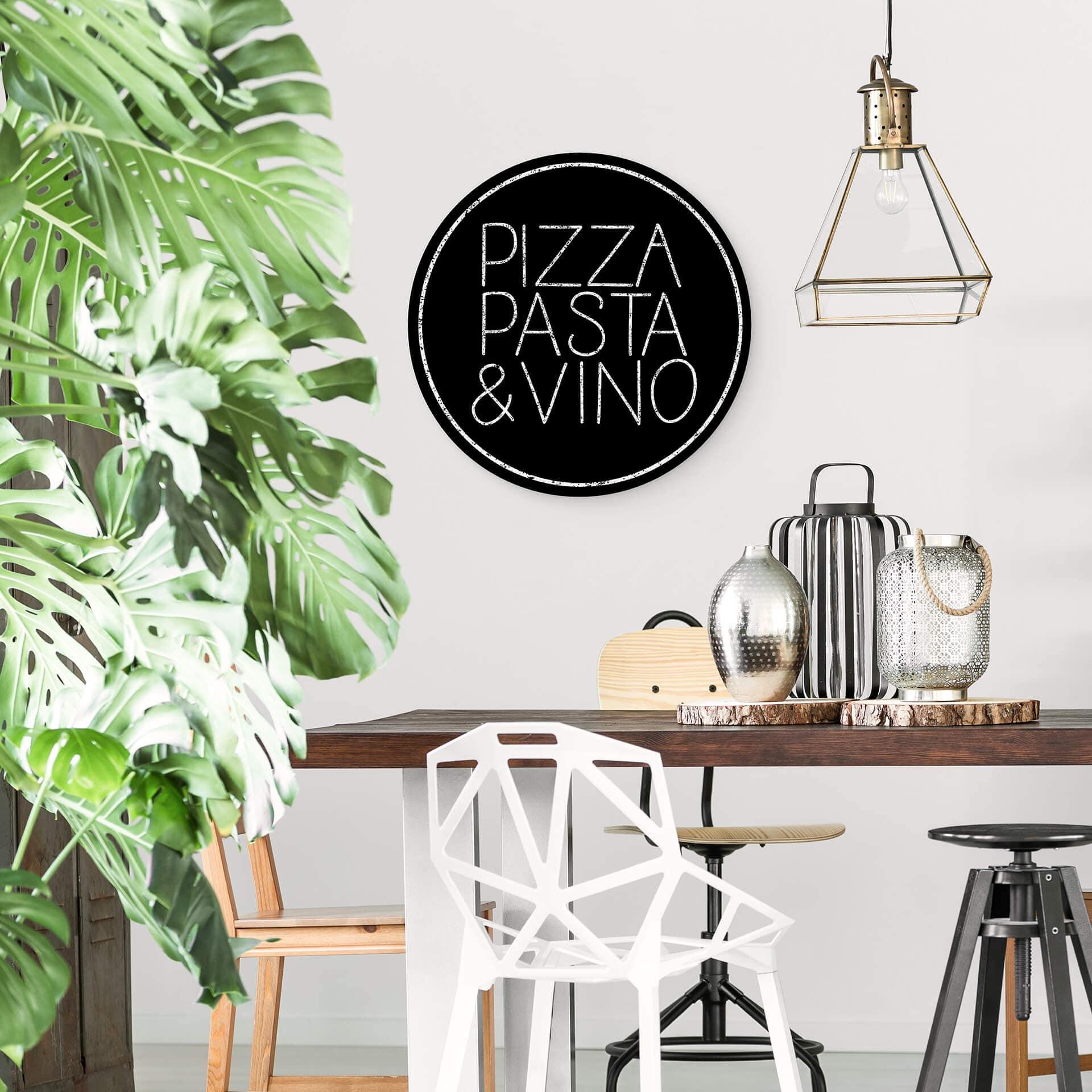 Alu-Dibond Pizza Pasta & Vino tondo