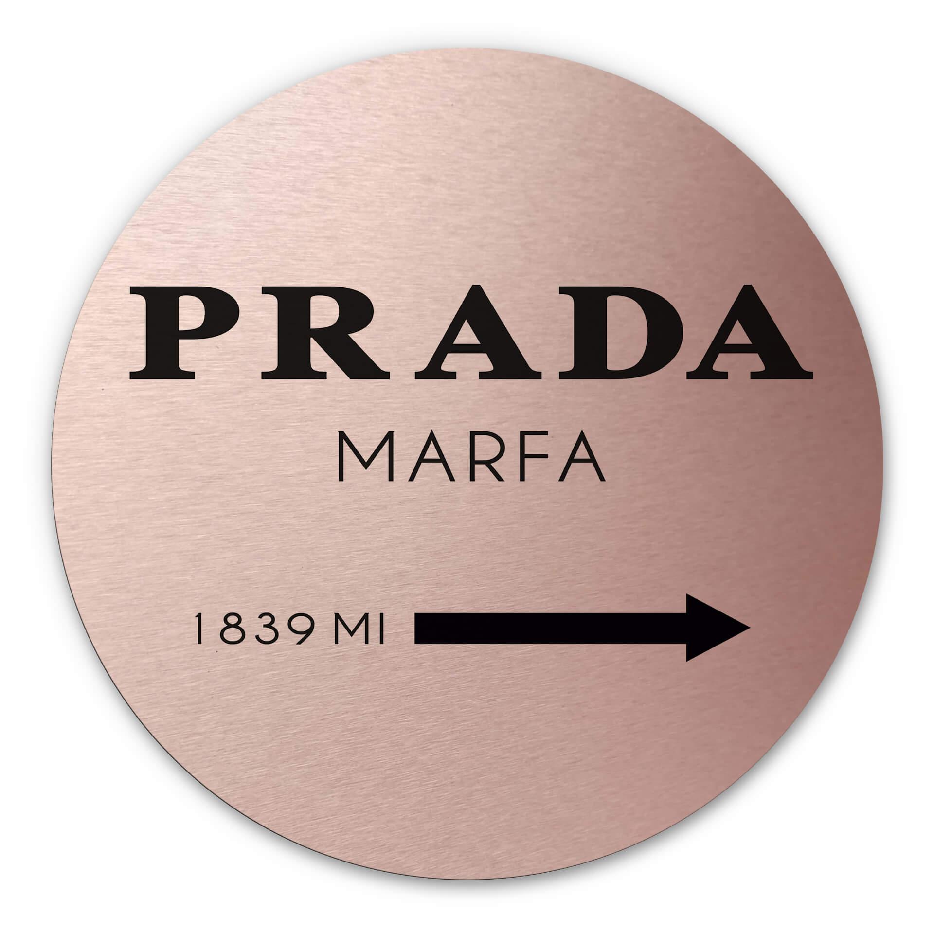 Wandcirkel Alu-Dibond Prada Marfa - koper effect