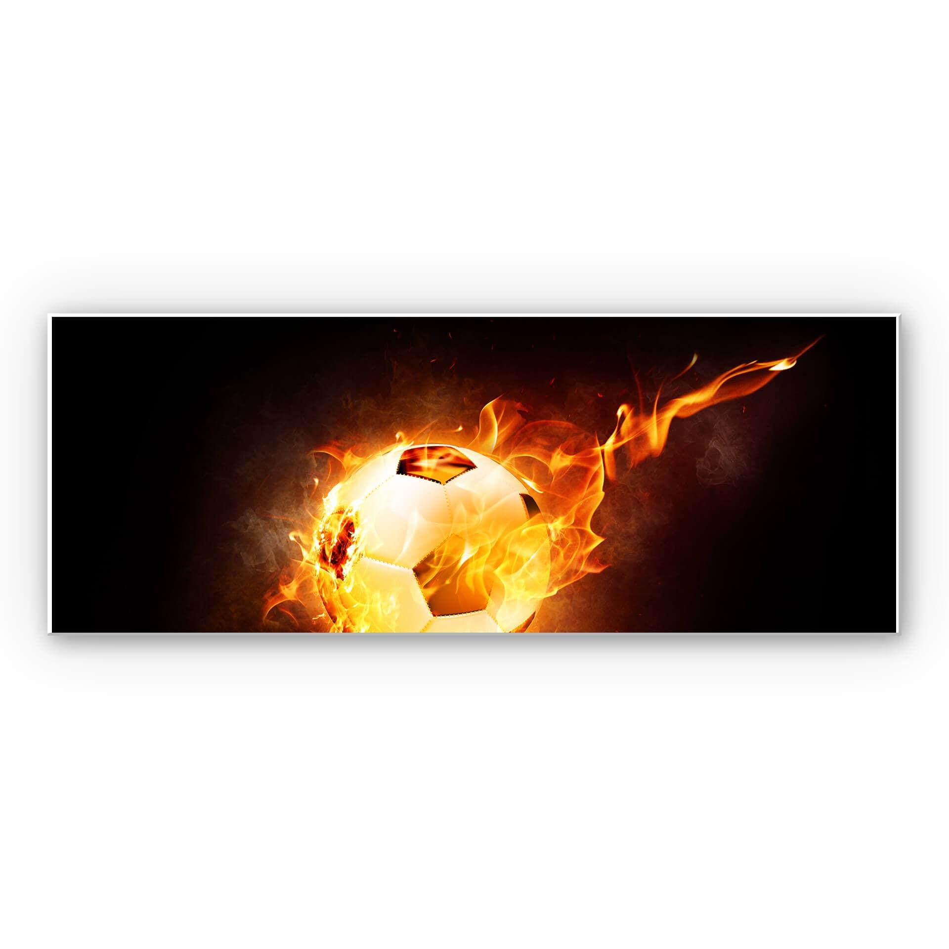 Wandbild Fußball in Flammen - Panorama