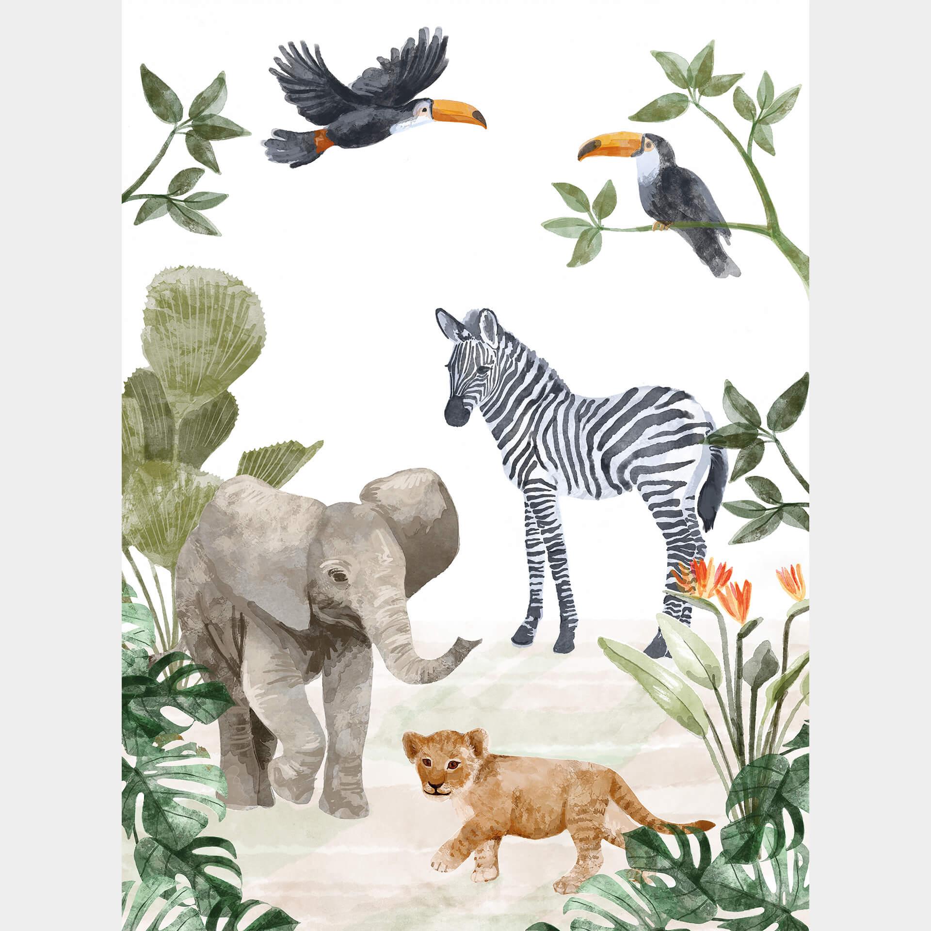 Fotobehang Goed Blauw - Jungle Babies