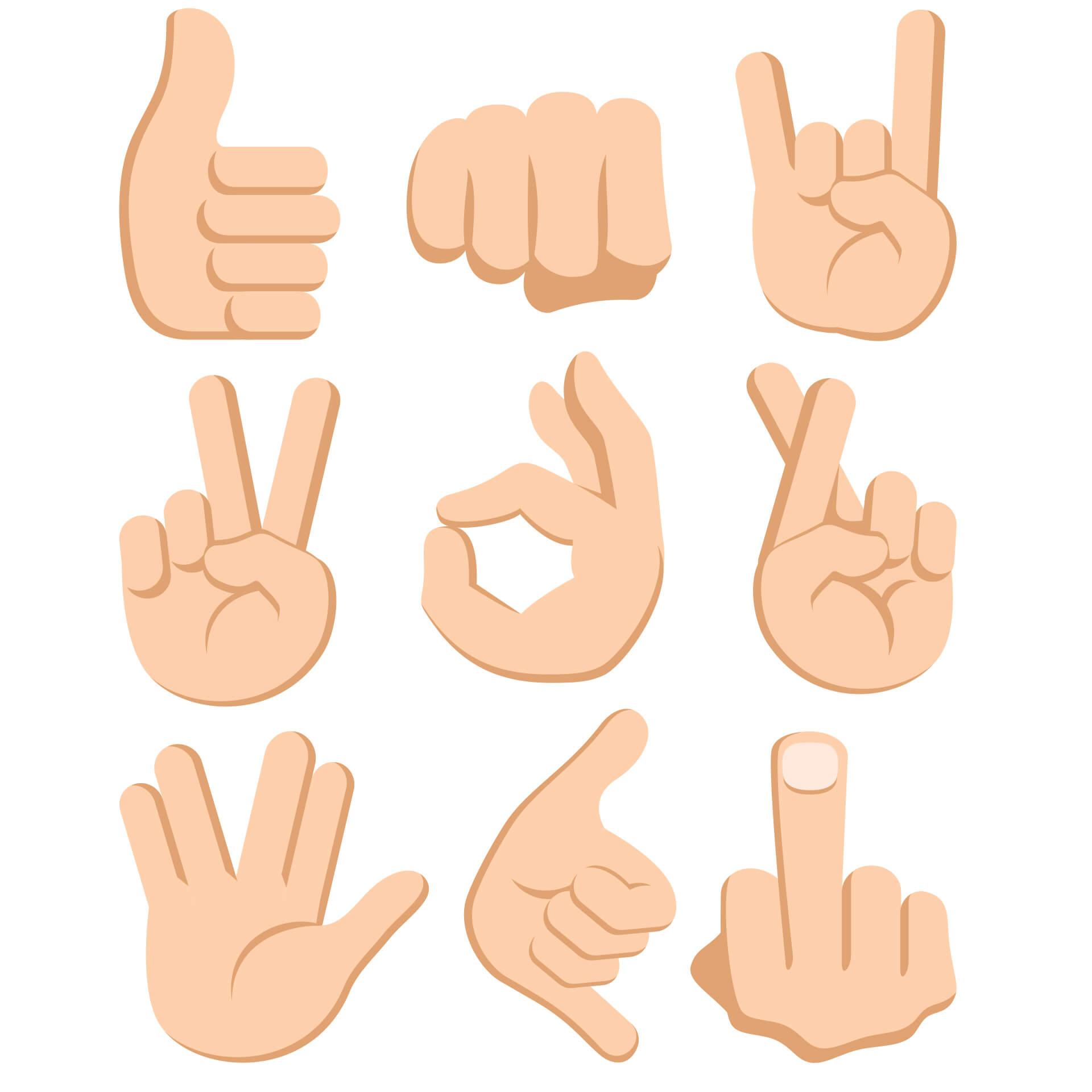 Wandtattoo Emoji Hand Signs