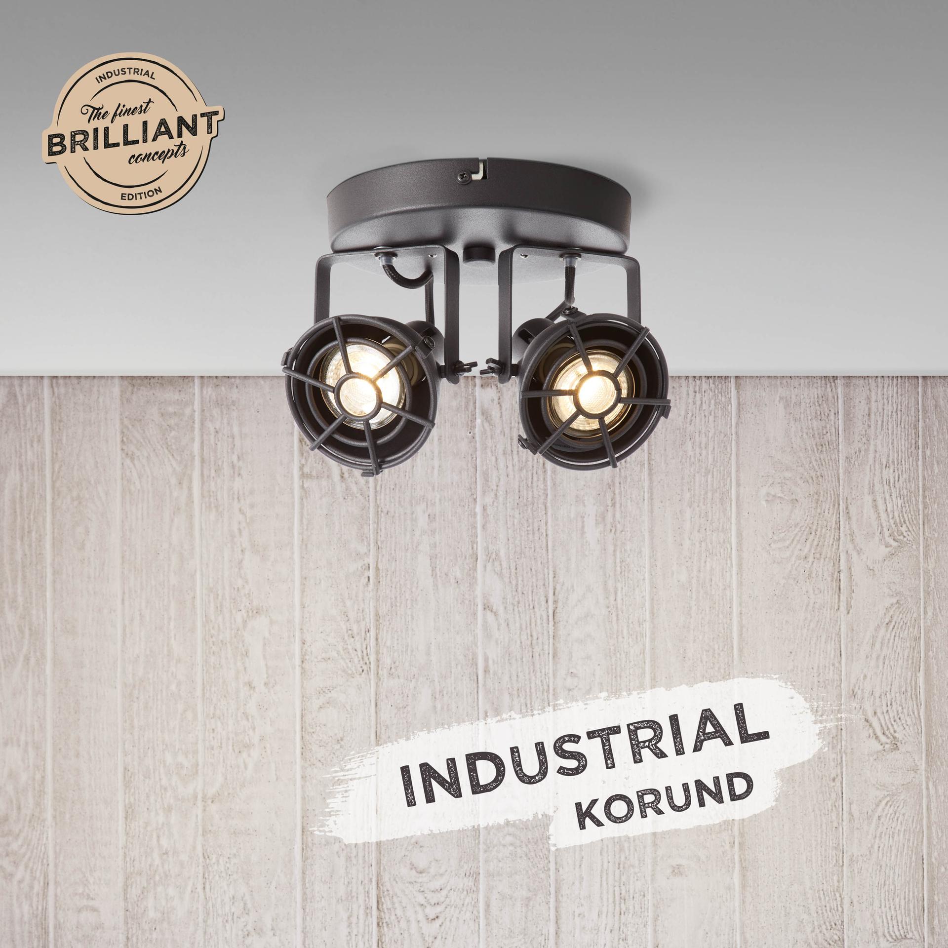 Spotrondell Josefine, Schwarz, ⌀20 cm, Metall Deckenspots, dimmbar