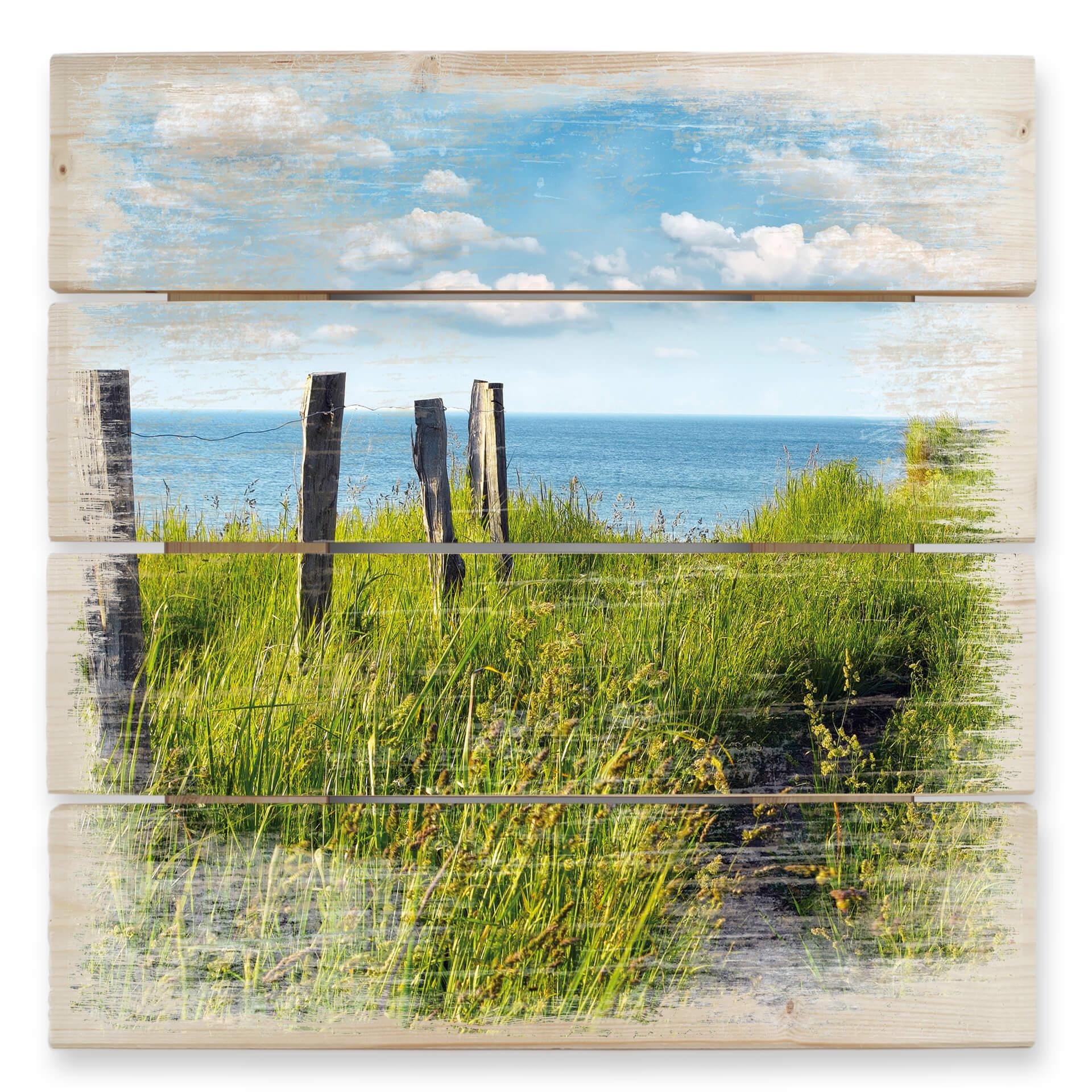 Cuadro de madera Camino del mar - 40x41,5 cm