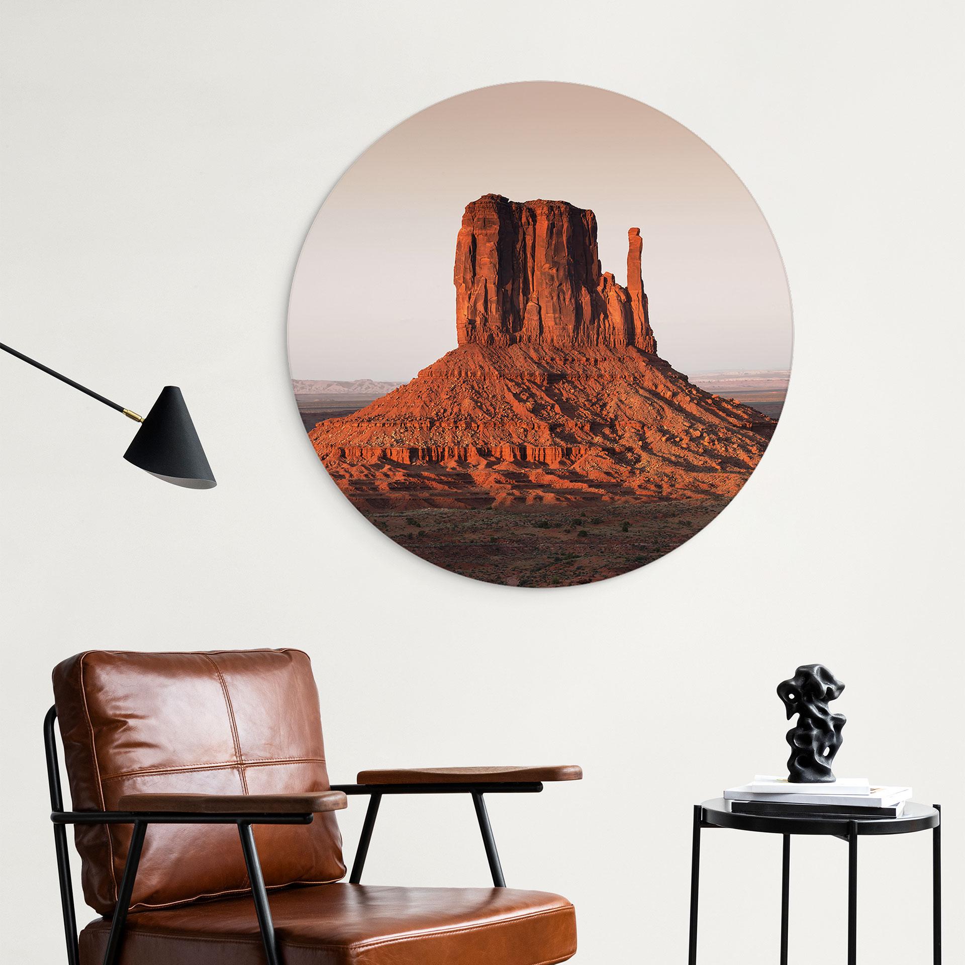Klippeformation i Monument Valley - Hugonnard - Billede Rund – print på aluminium (Alu-Dibond)