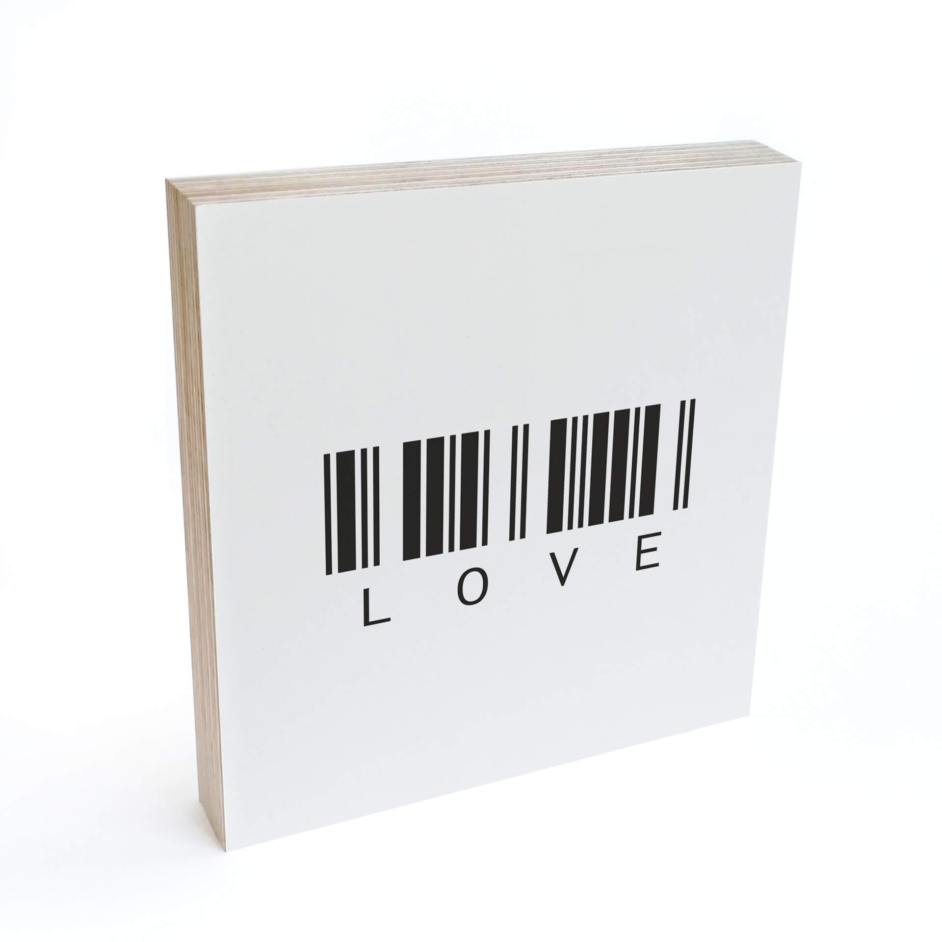 Billede af træ til at sætte op - Barcode Love - 15x15 cm