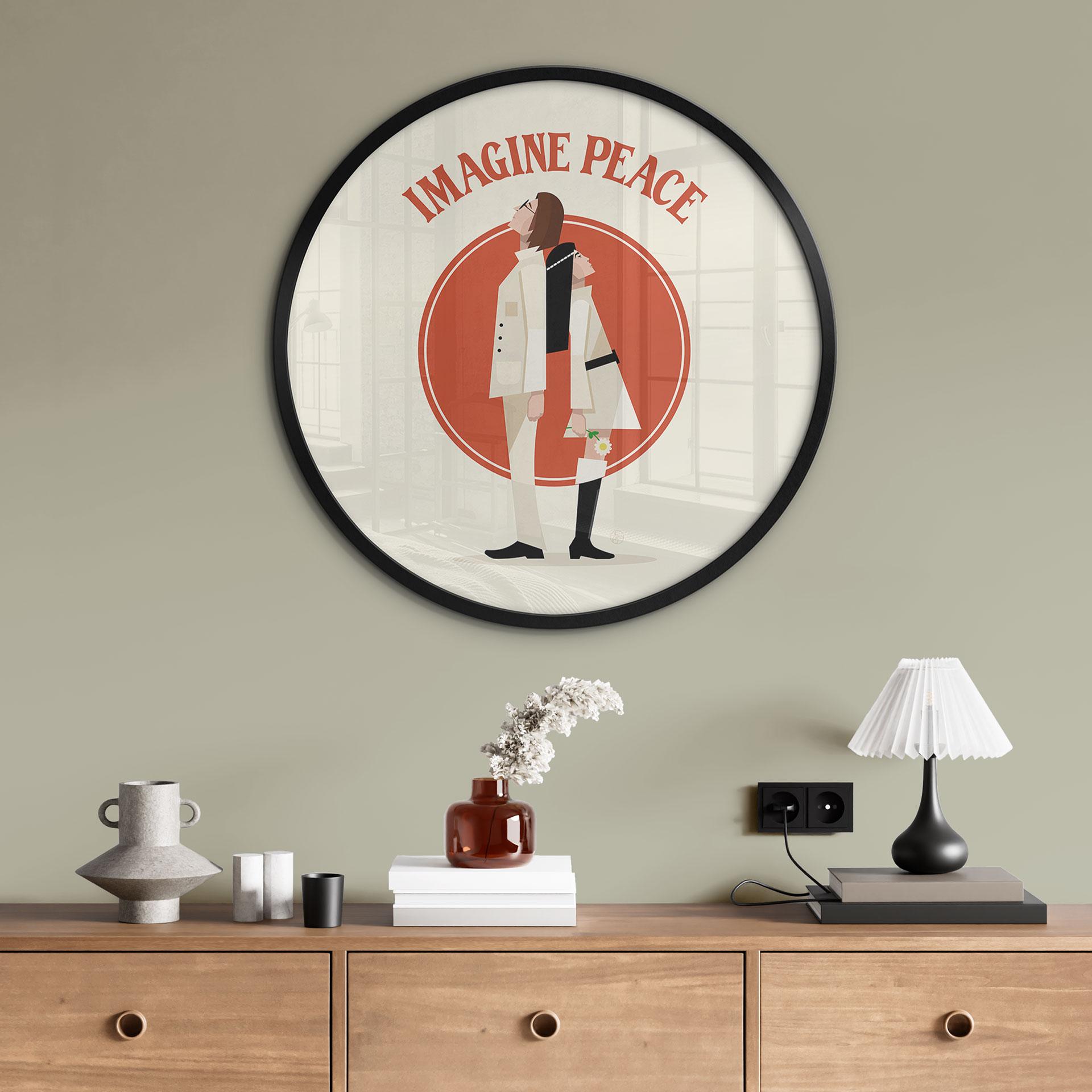 Plakat Imagine Peace - To for fred og håb - Retrodrome - Rund