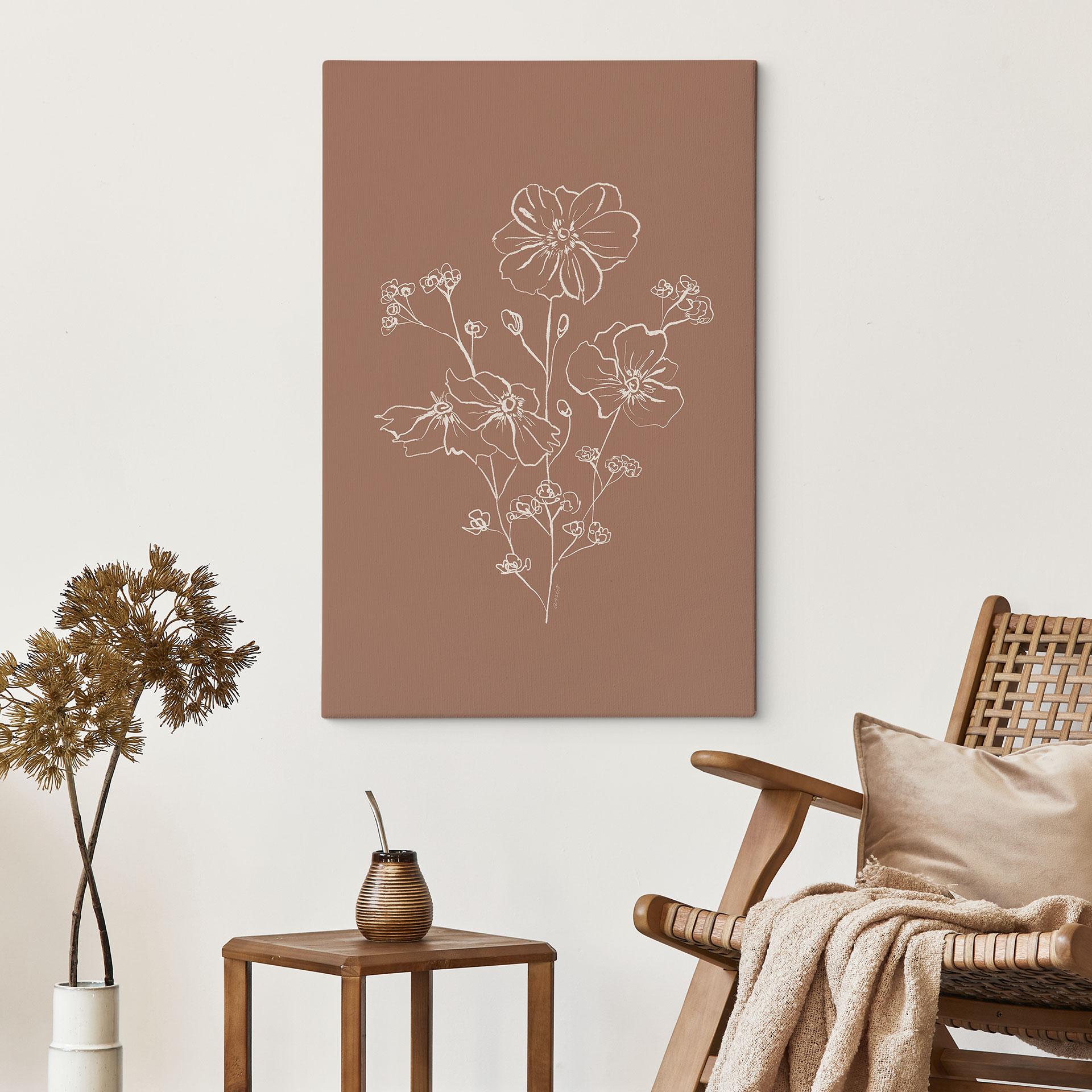Canvasbillede Wild Rose Bouquet Mocha Mousse - Anis Illustration