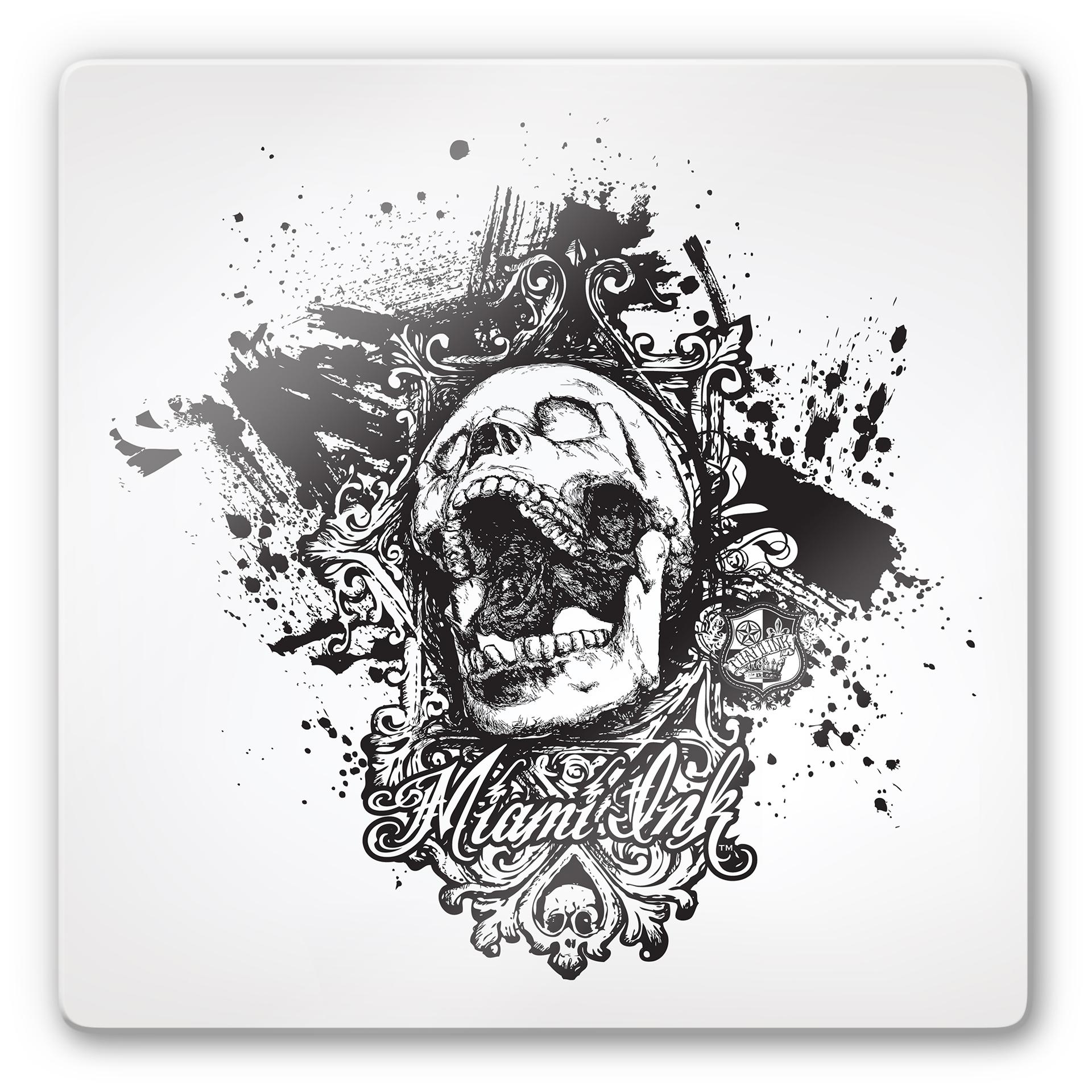 Tableau en verre - Miami Ink - Tête de mort criant
