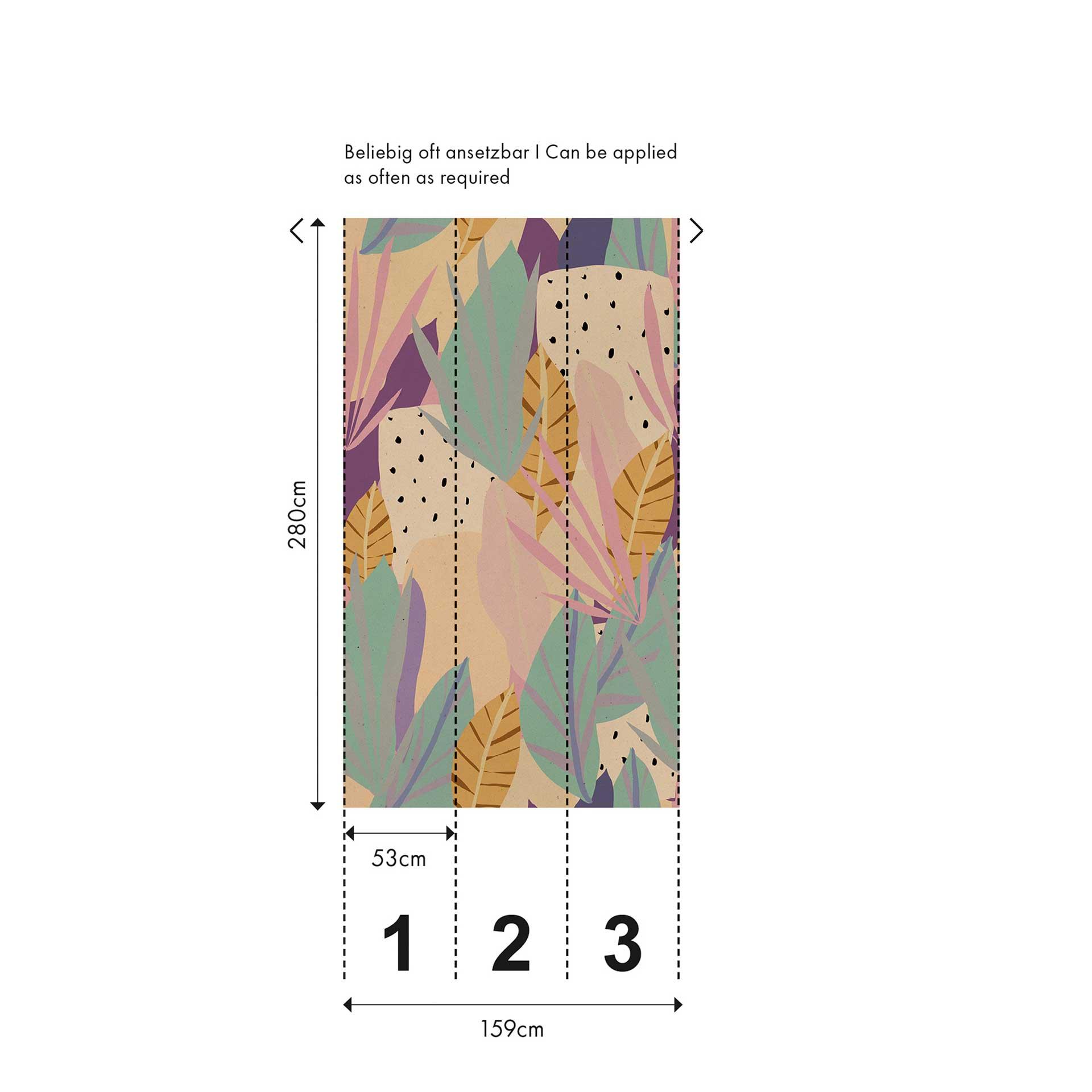 Fotobehang pastel roze groen - jungle behang met bladeren - Vliesbehang modern