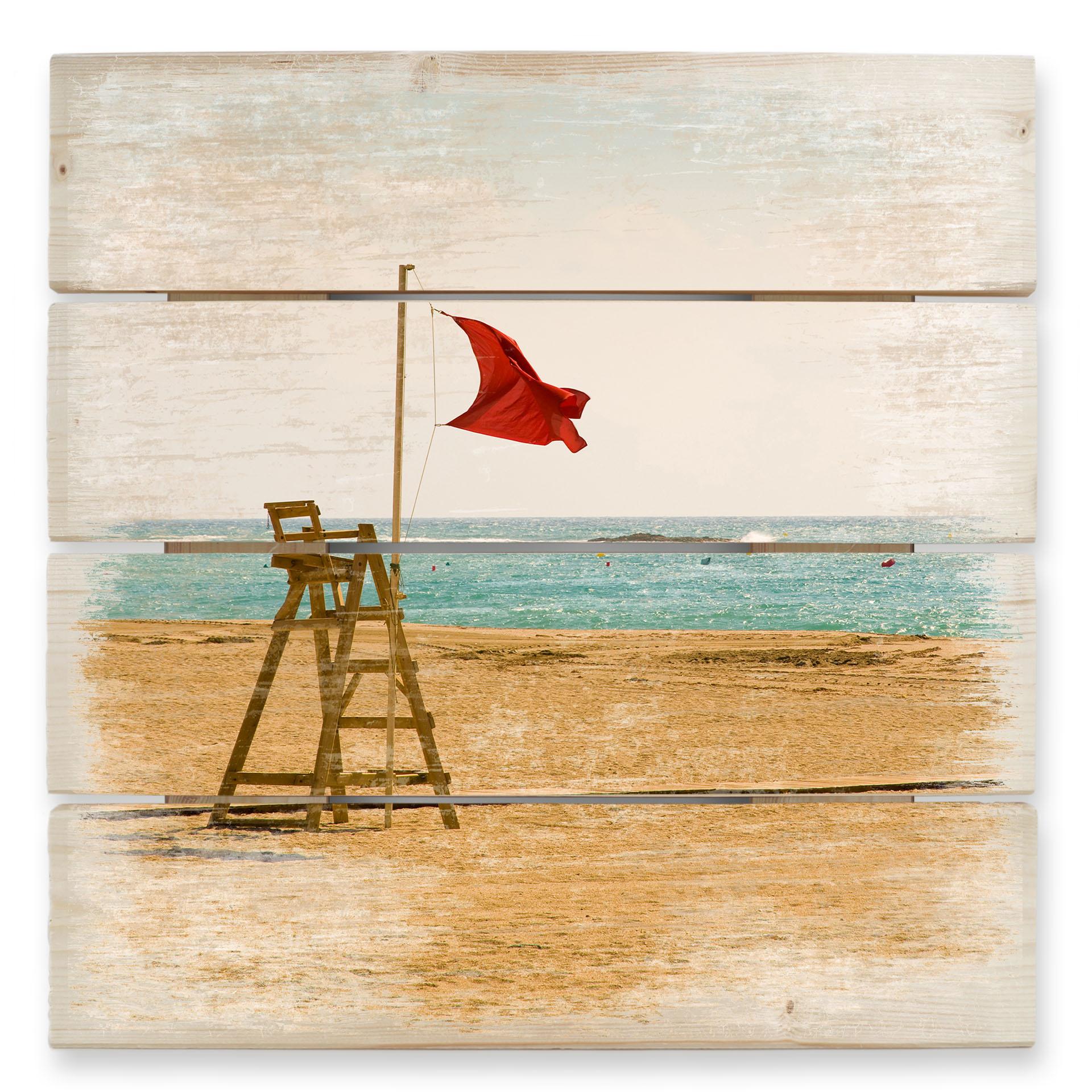 Rødt flag - Træ print