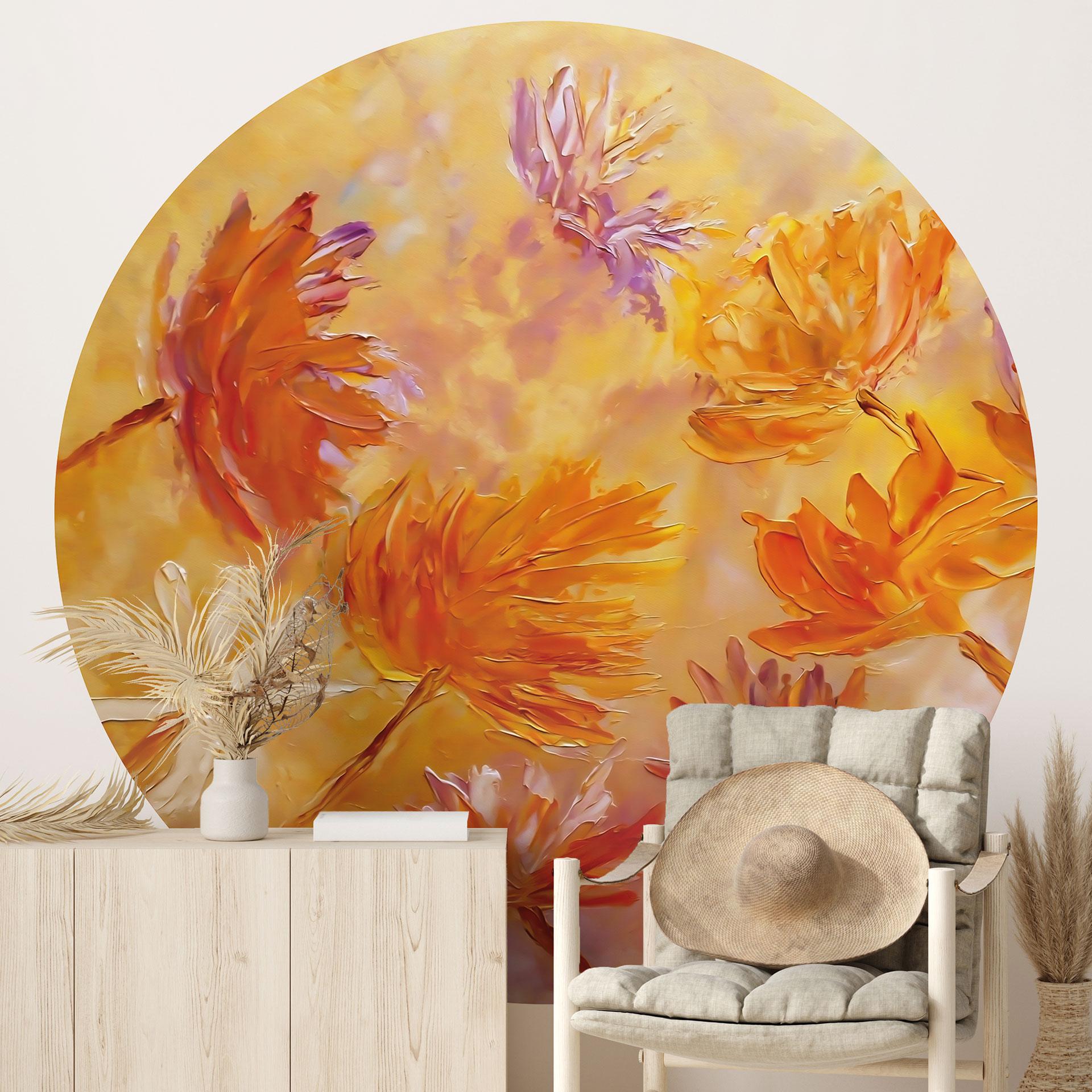 Golden Blossom Rush | Botanik tapetmaleri - Pomata - rund - vliesetapet/selvklæbende non-woven tapet
