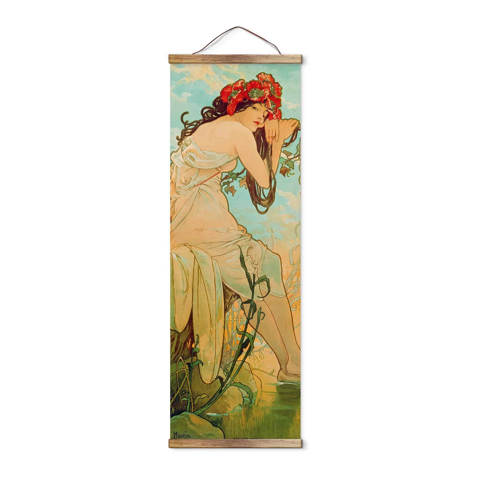 Tekstil plakat Mucha - Årstider Sommer - Panorama