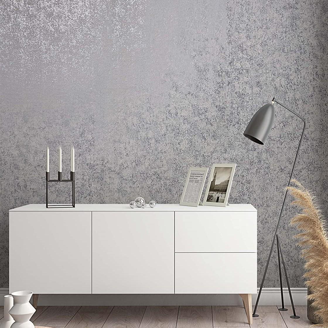 Structuurbehang vliesbehang zilver, beige