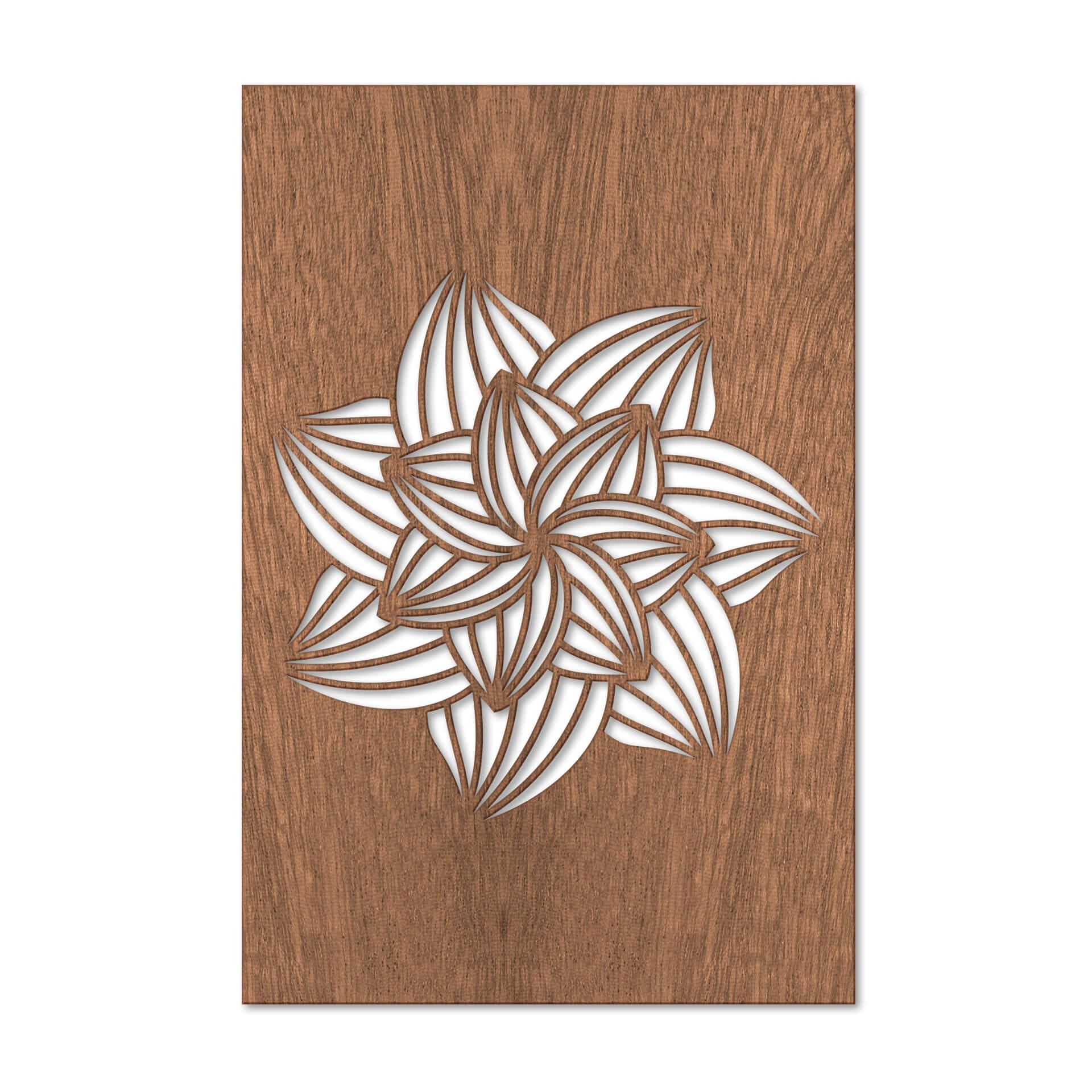 Cuadro decorativo de caoba - Flor de mandala