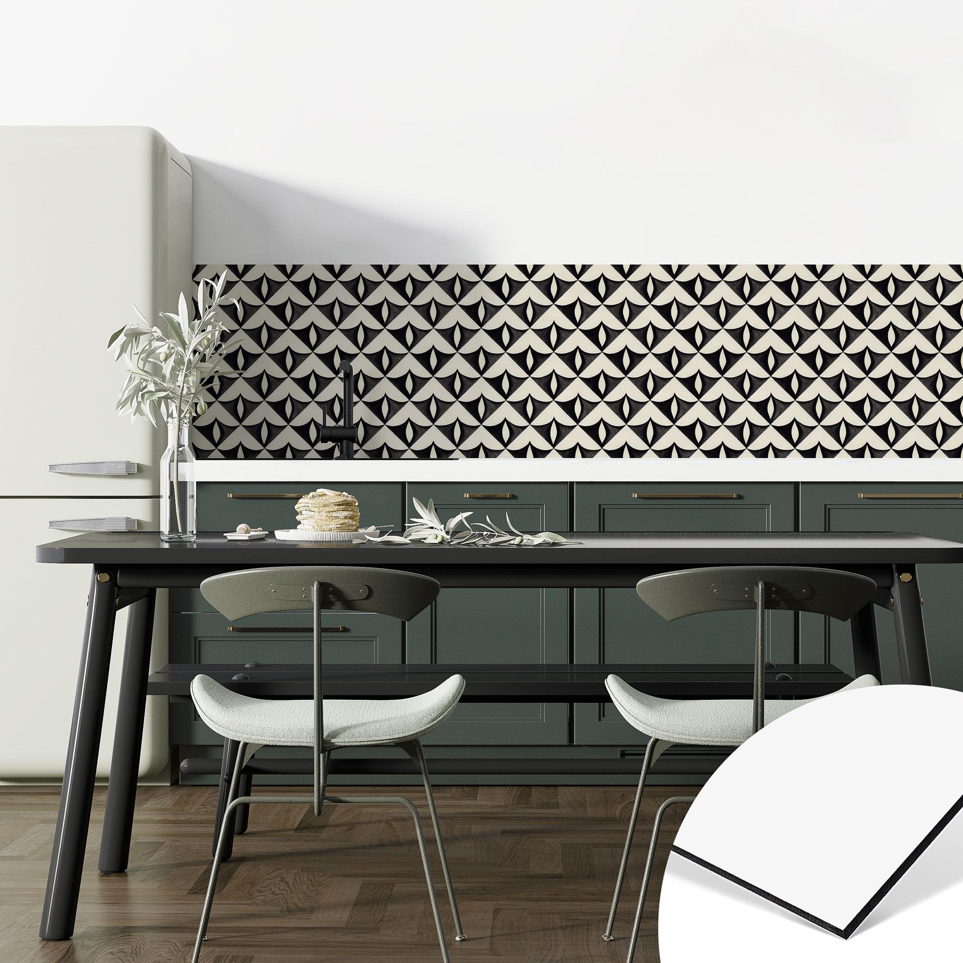Küchenrückwand Geometrische Ornamente in Schwarz-beige - Treechild
