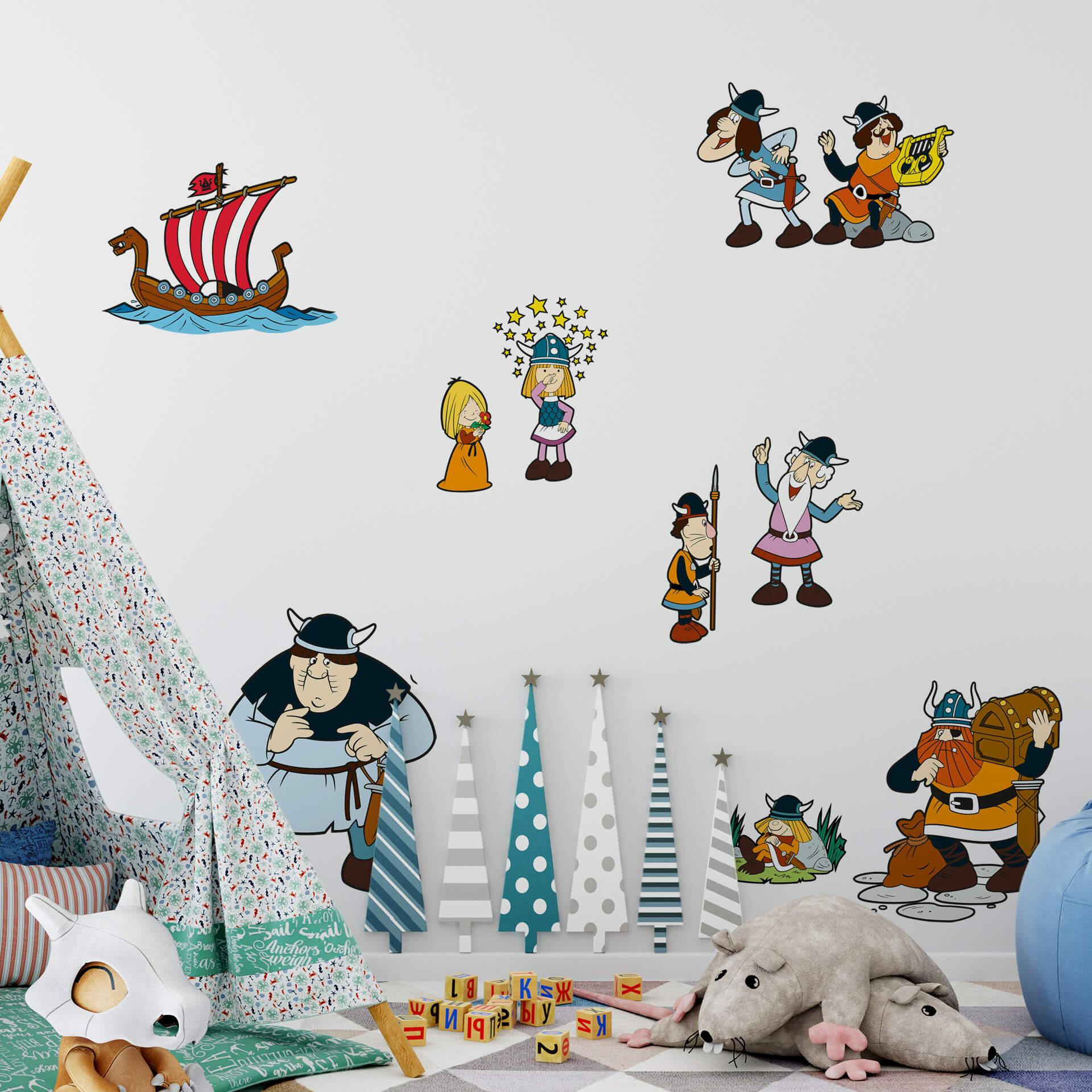 Muursticker Wickie de Viking Set