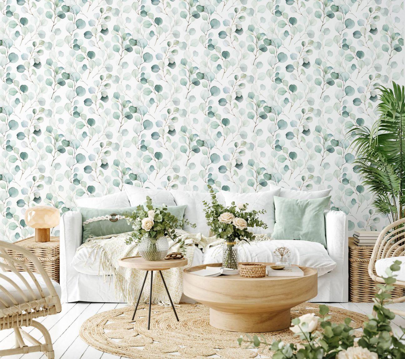 Bloemen behang vliesbehang Spirit of Jungle wit, groen