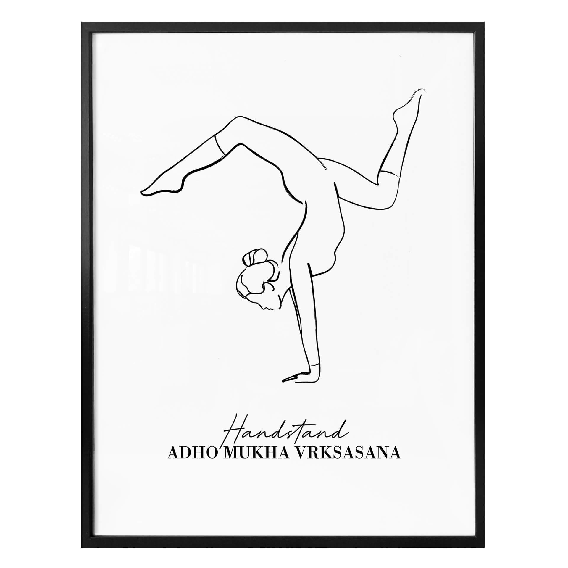 Poster Yoga - Parada de manos - Line Art