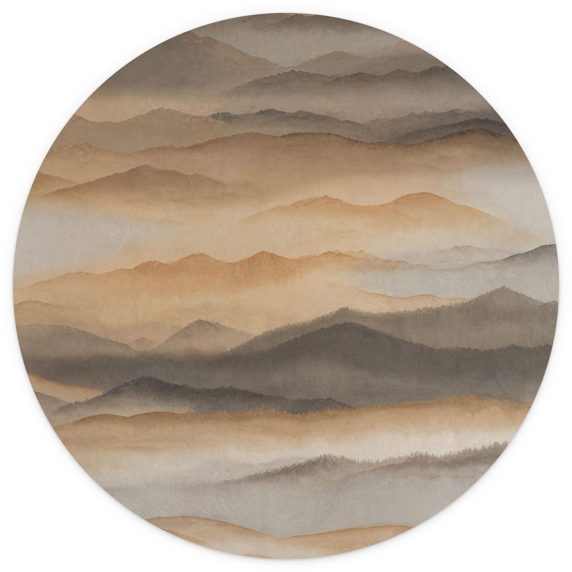 Fotobehang Roerich Silence - Warm Berglandschap - Sir Edward x Grigory Gladarev - Rond