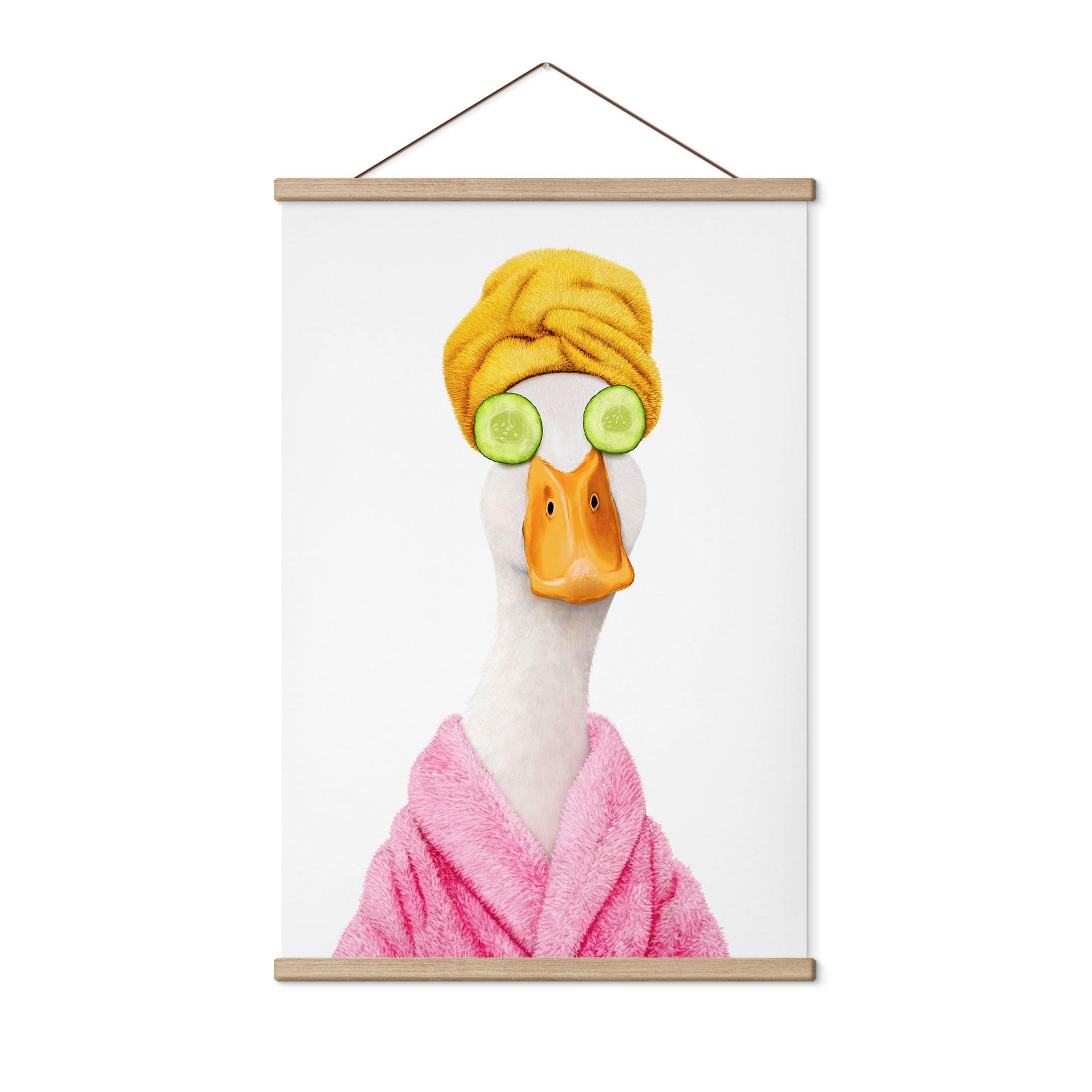 Textil poster Rolig Wellness-anka med gurkmask - Korenkova