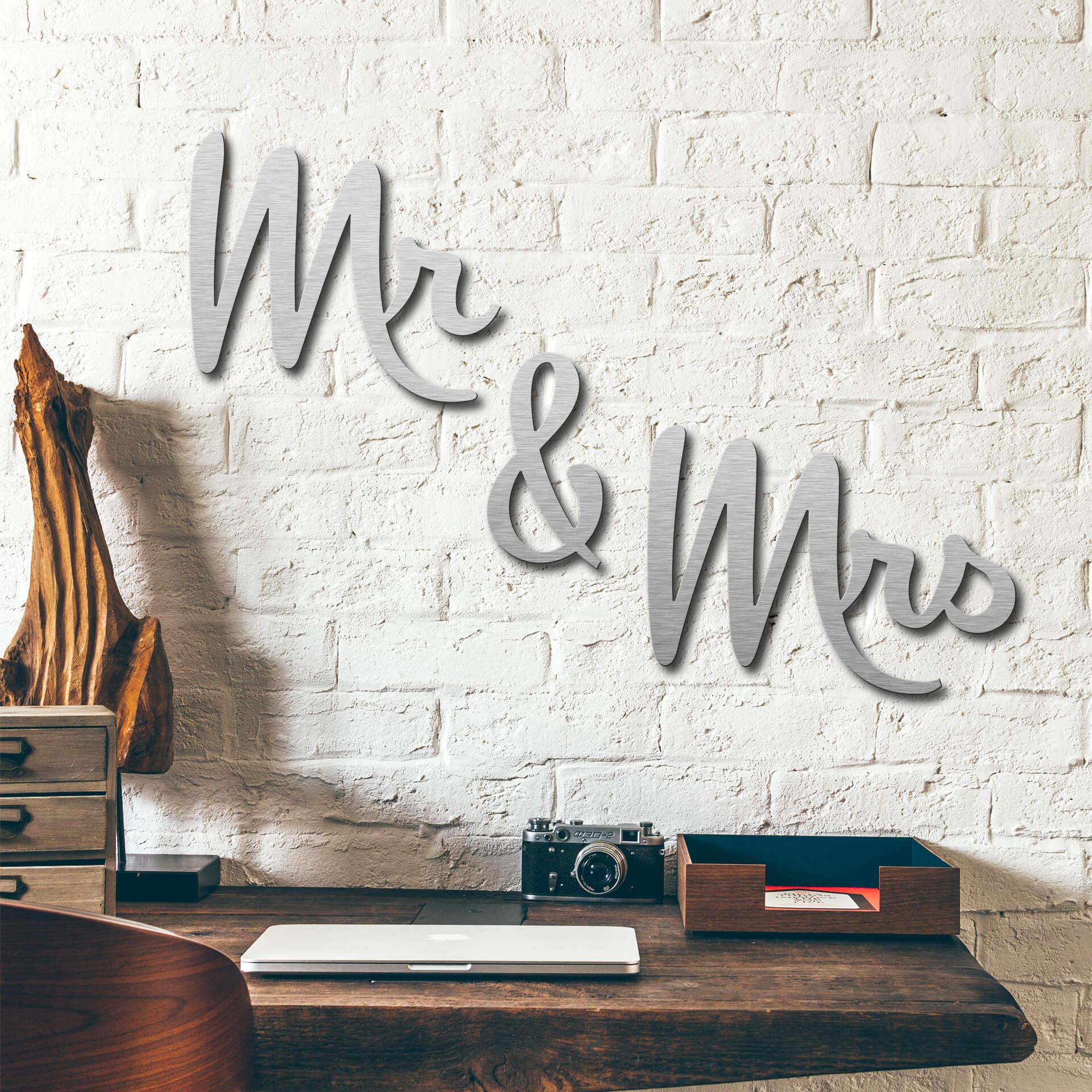 Letras de aluminio Dibond - efecto plata - Mr & Mrs