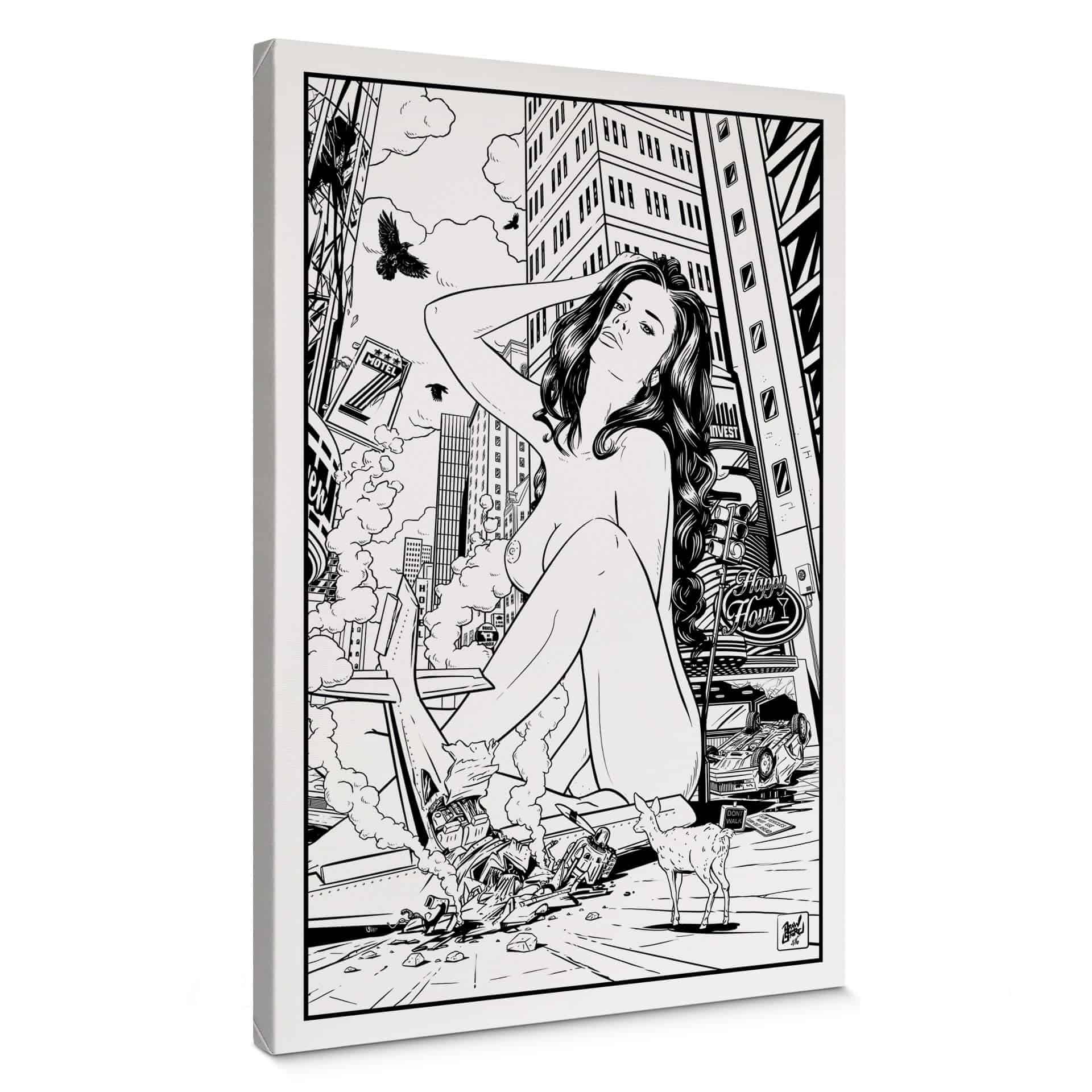 Canvastavla Drawstore - Katastrof Pin Up Flygplansolycka