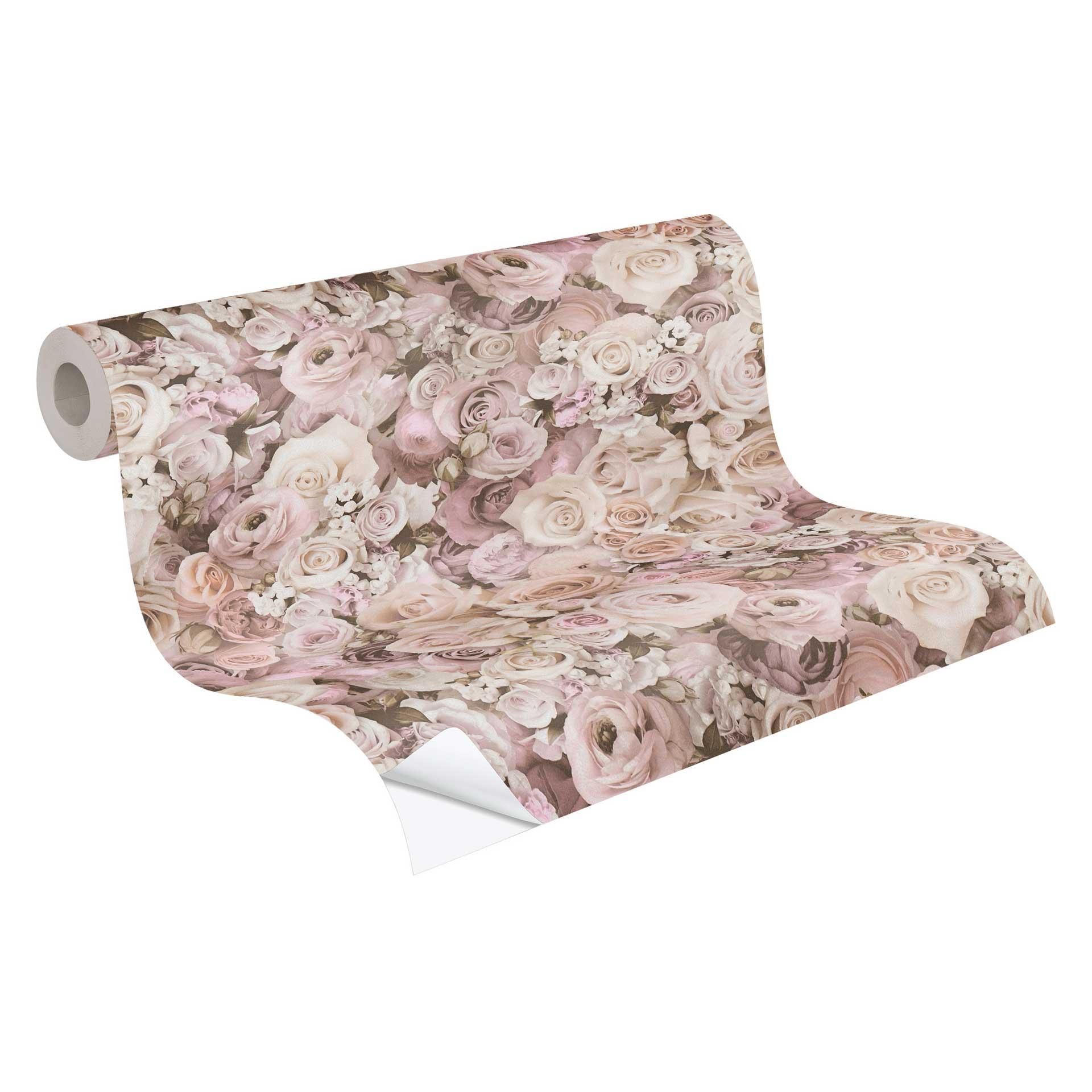 Zelfklevend behang & meubel folie - bloemen - rozen - roze - rol 840x53 cm
