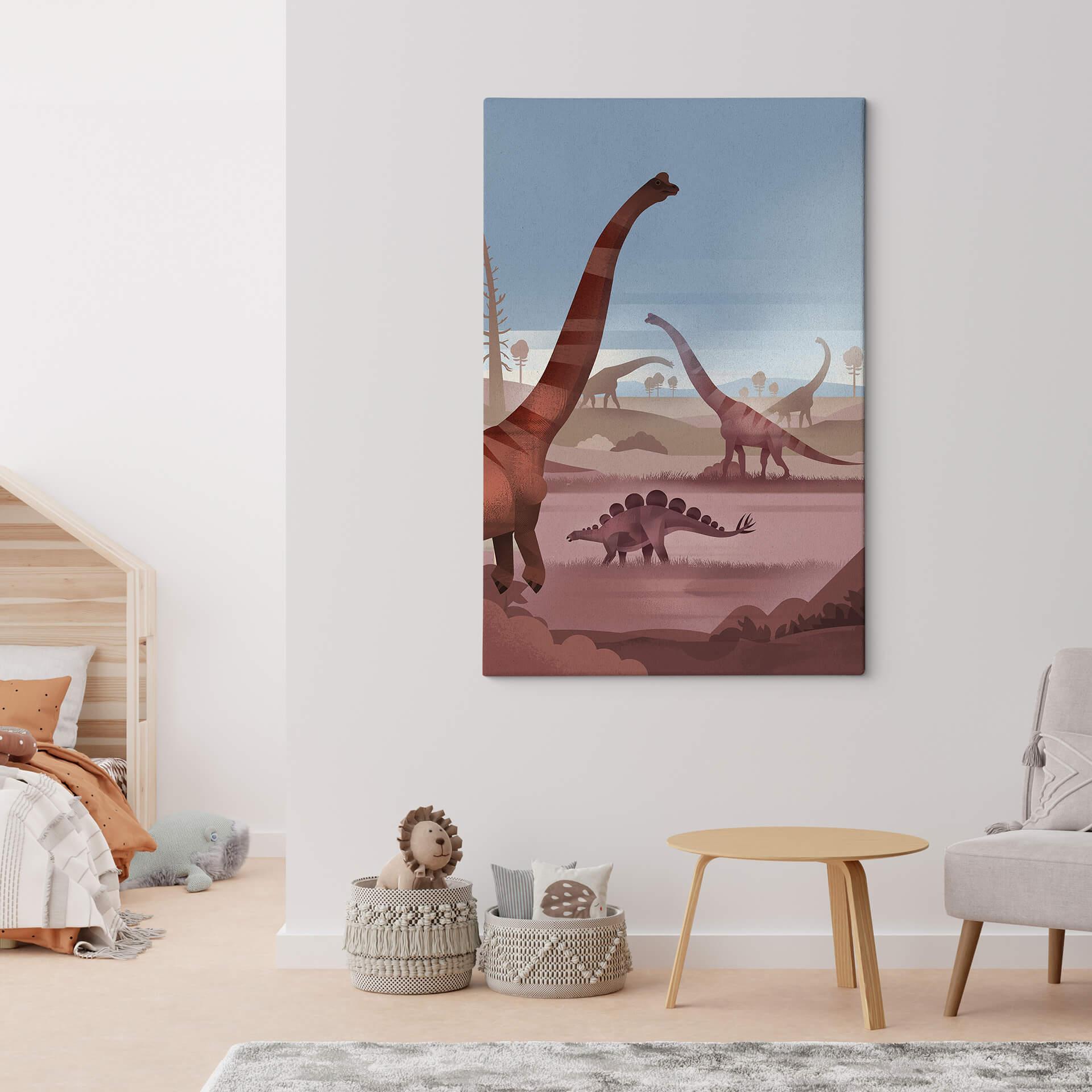 Leinwandbild Im Land der Dinosaurier - Braun