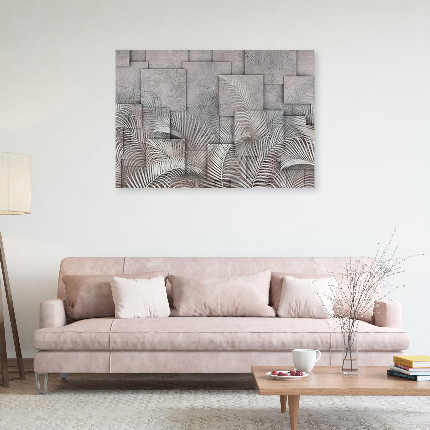 Canvasbillede, 3D palmer blade beton tekstur
