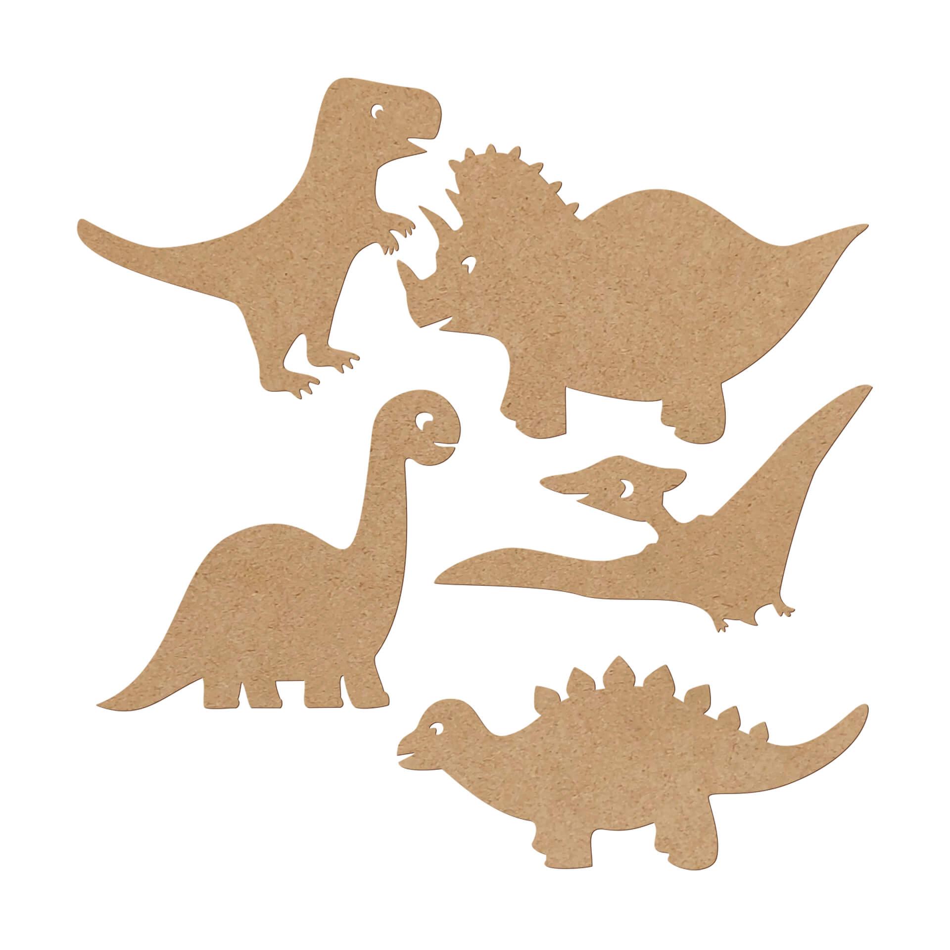 MDF Decoratie Naturel Dino Set (5-delig)