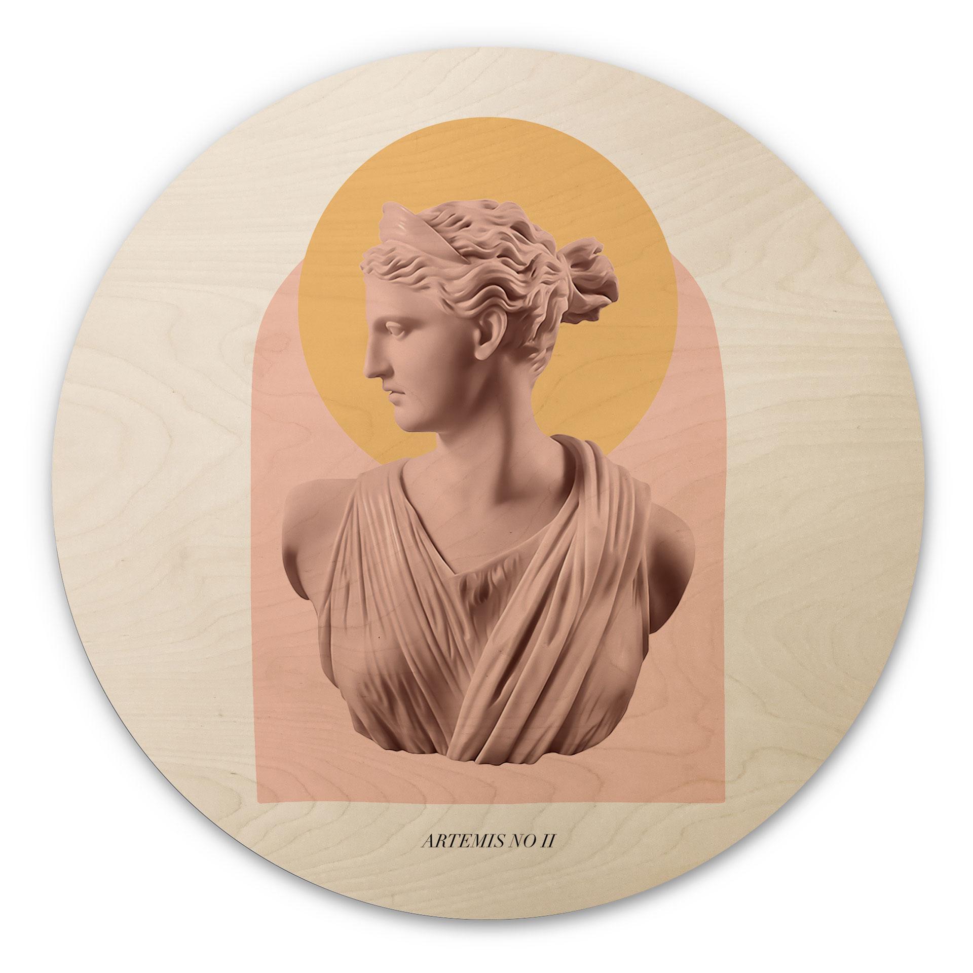 Væg cirkel træ Statue af gudinden Artemis - Grace Digital Art