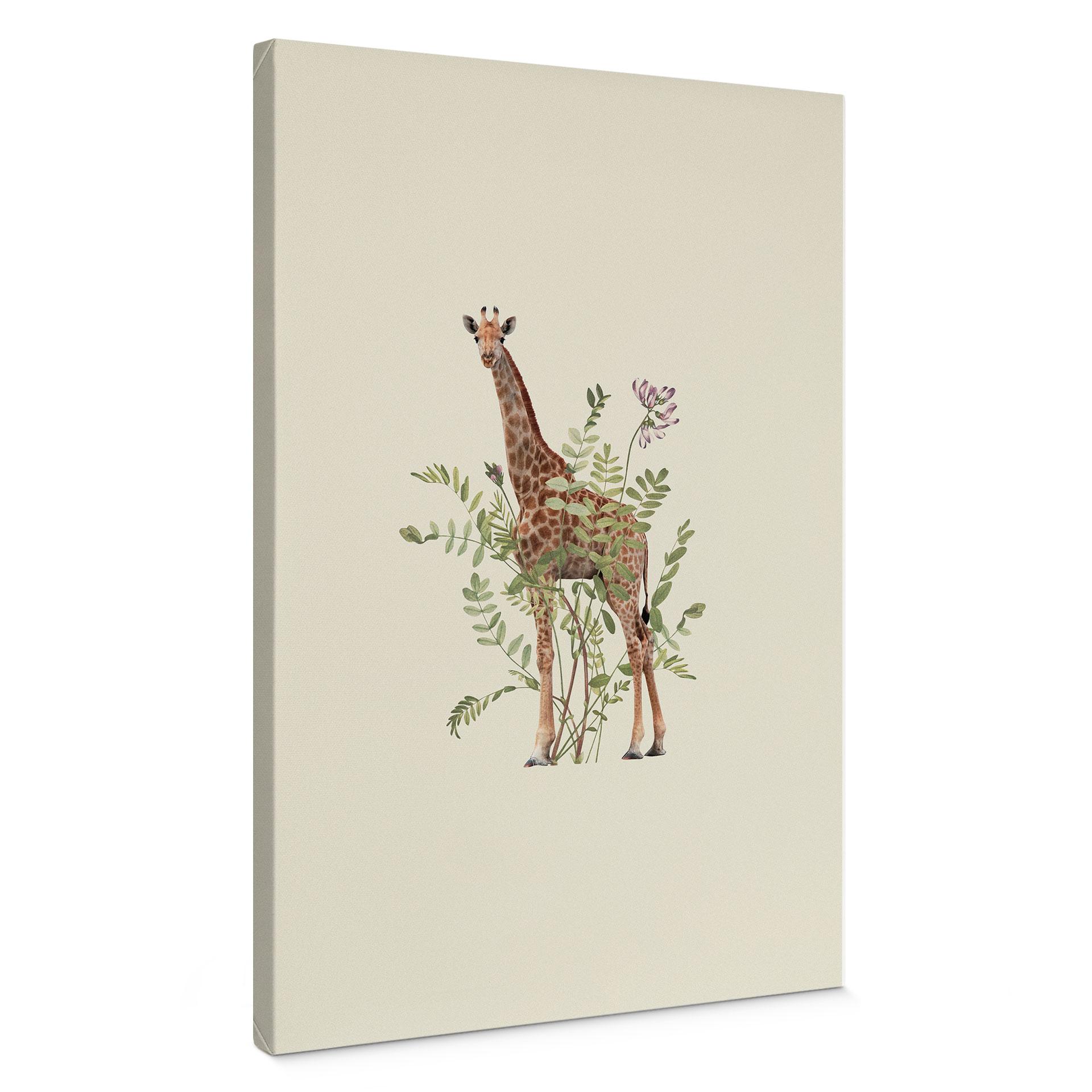 Lærredsprint - Blomstret giraf - Frida Floral Studio