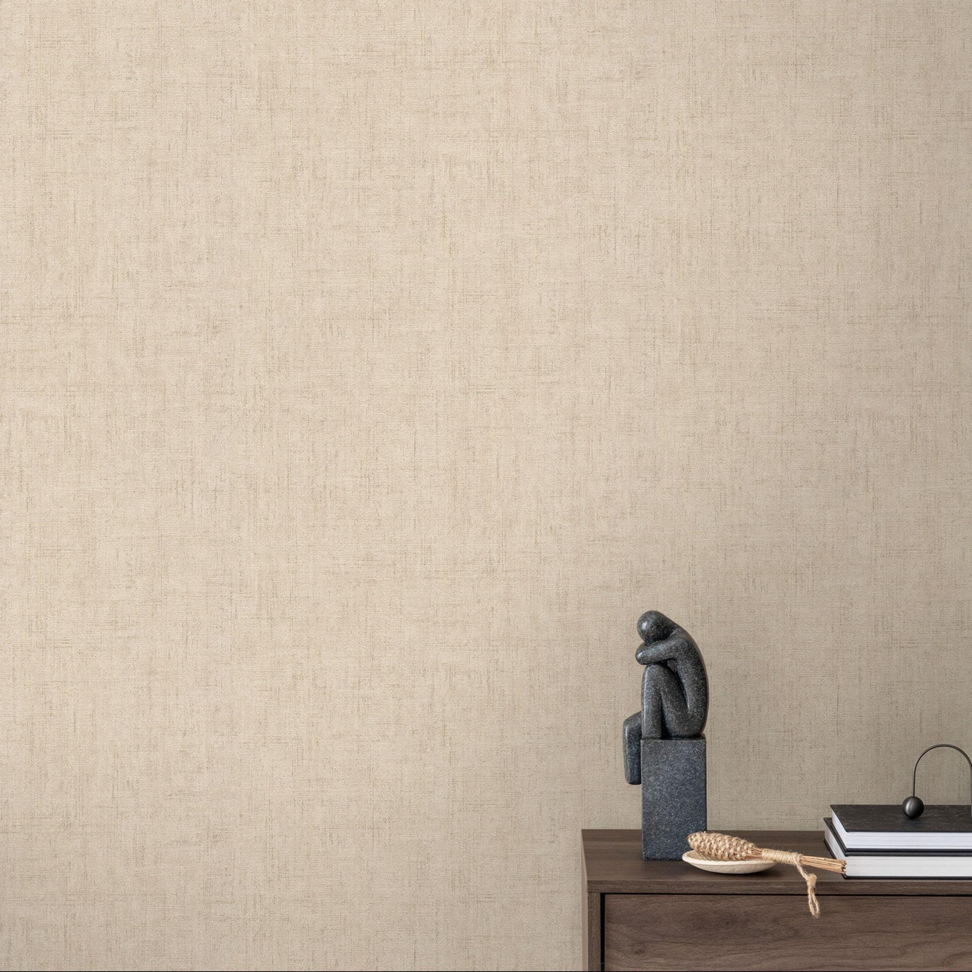 Struktureret tapet med et naturligt beige tekstillook - moderne, diskret Ikke-vævet tapet