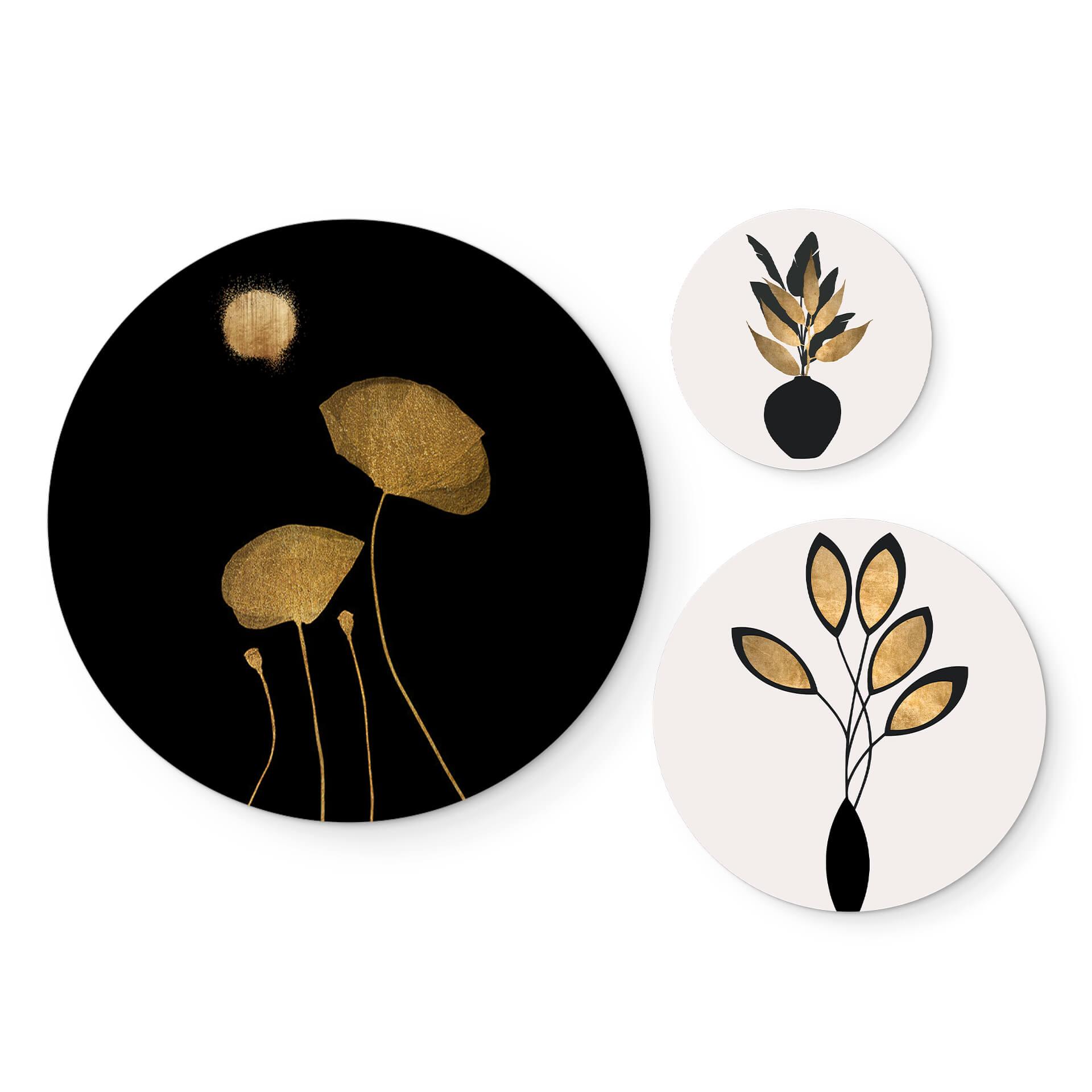 Wandcirkel Set Kubistika - Bloemen Collectie (3-delig)