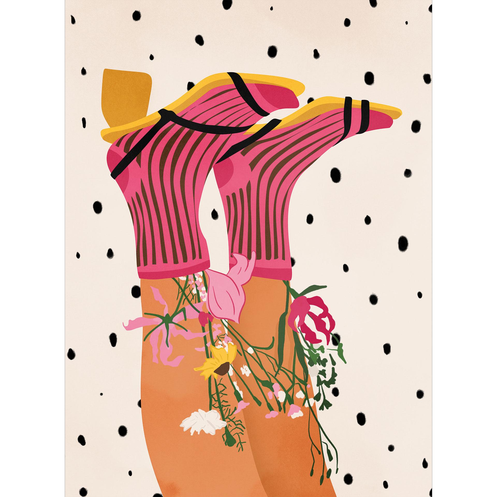 Fotobehang sock love meets flower power - Mokate