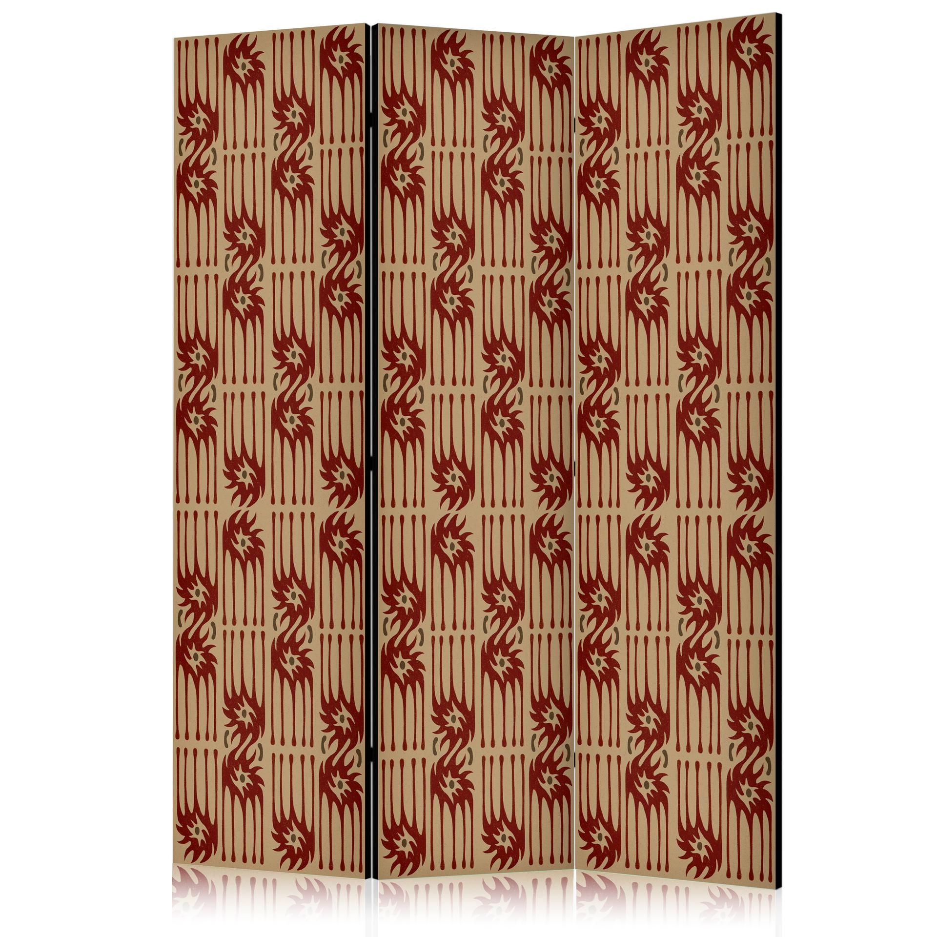Paravent, Raumteiler freistehend, Trennwand - Predatory Features - Red Abstract Shapes Inspired by