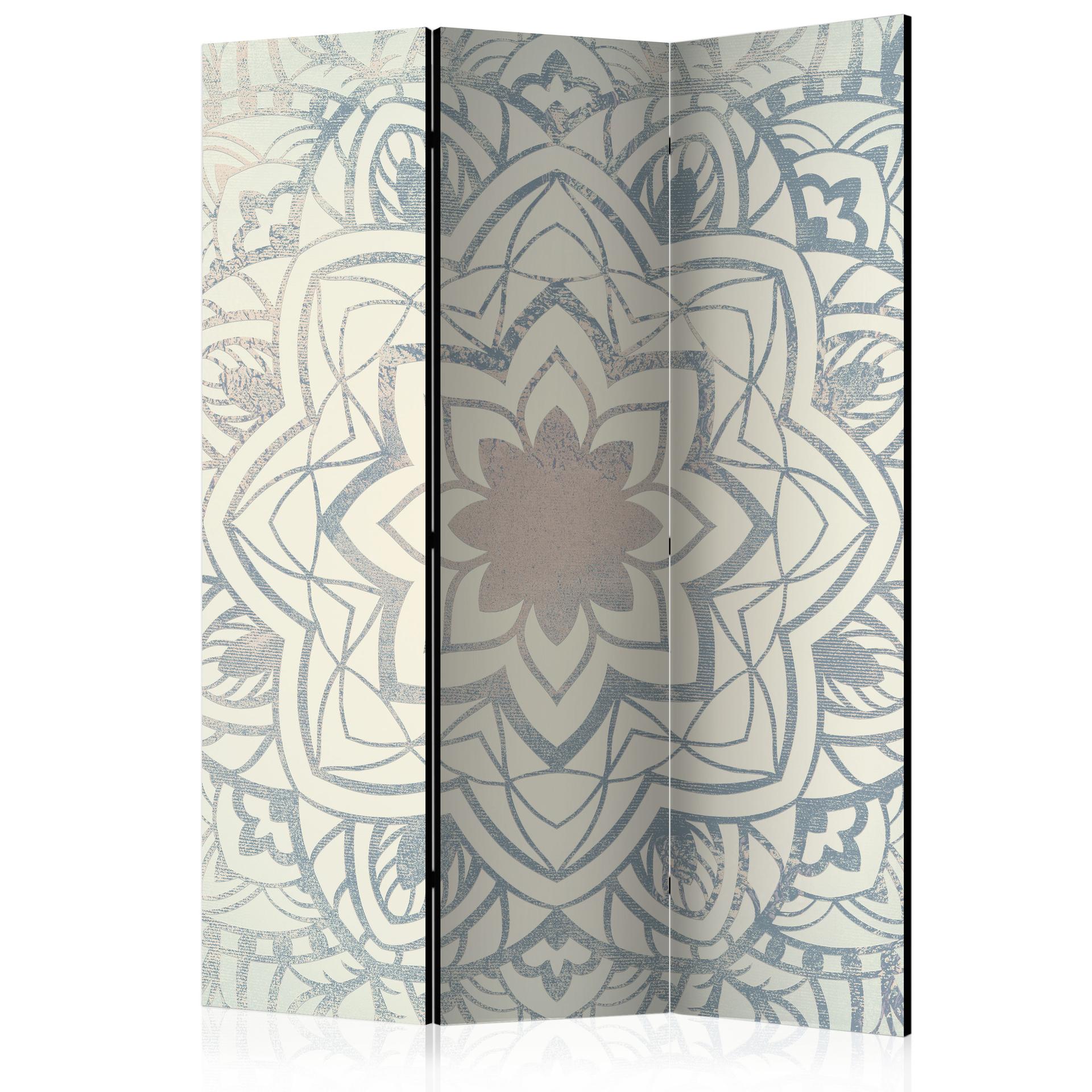 Skærm til rumdeling - Winter Mandala, 3-delt - 135x172 cm