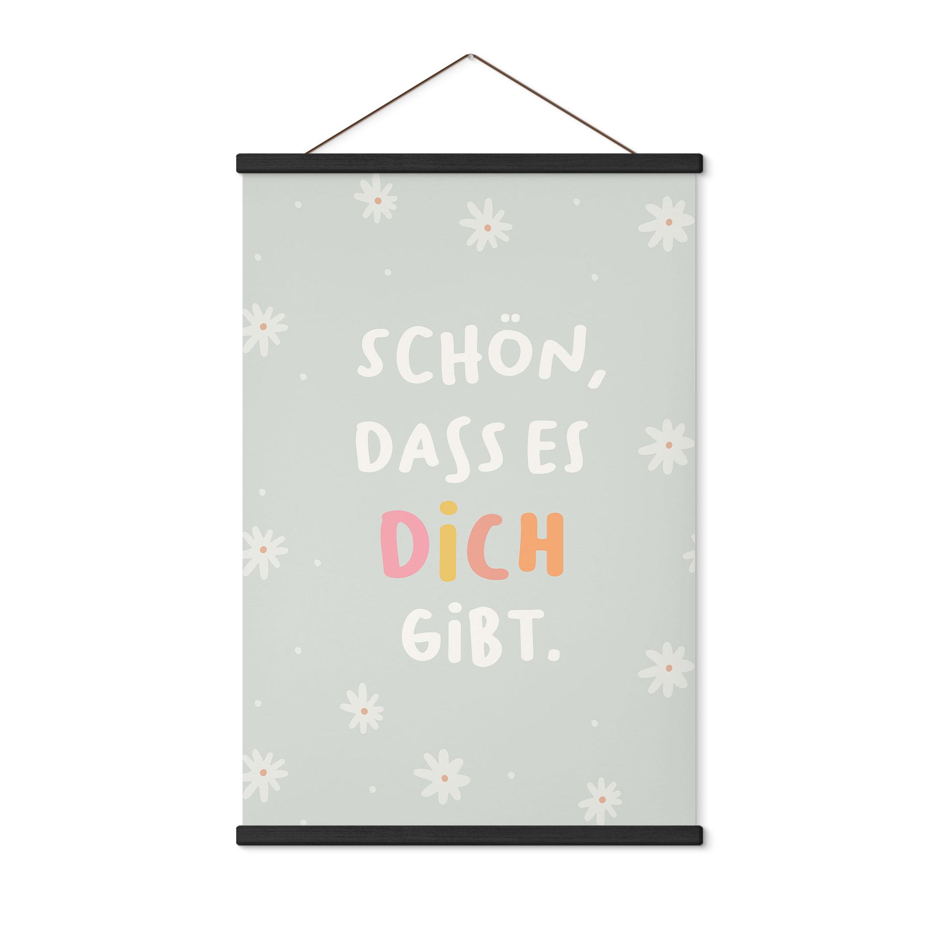 Stoffbild - Selbstliebe-Spruch 'Schön, dass es dich gibt' für Kinder