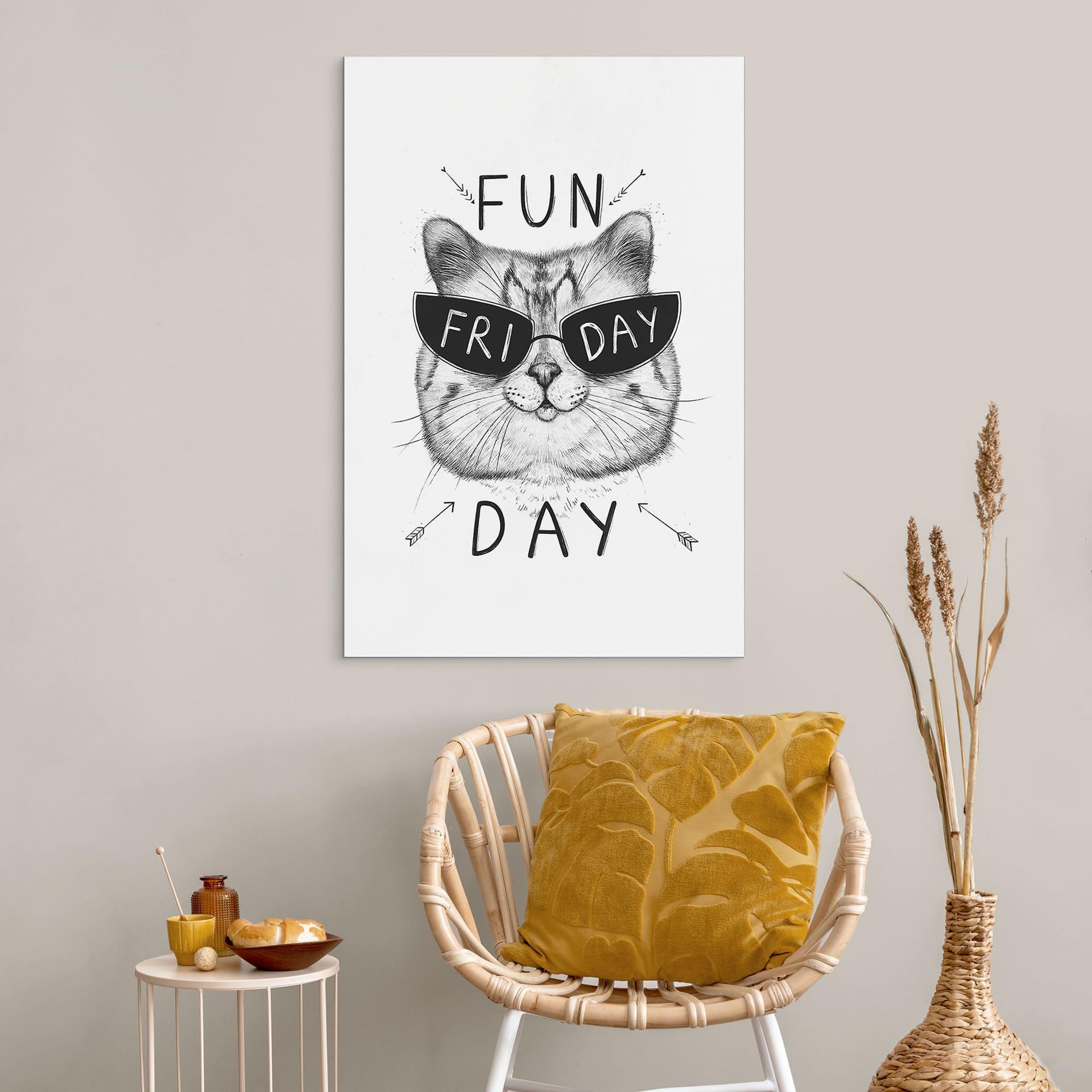 Fototapet Kat med solbriller - Fun Friday Cat - Korenkova – print på aluminium (Alu-Dibond)
