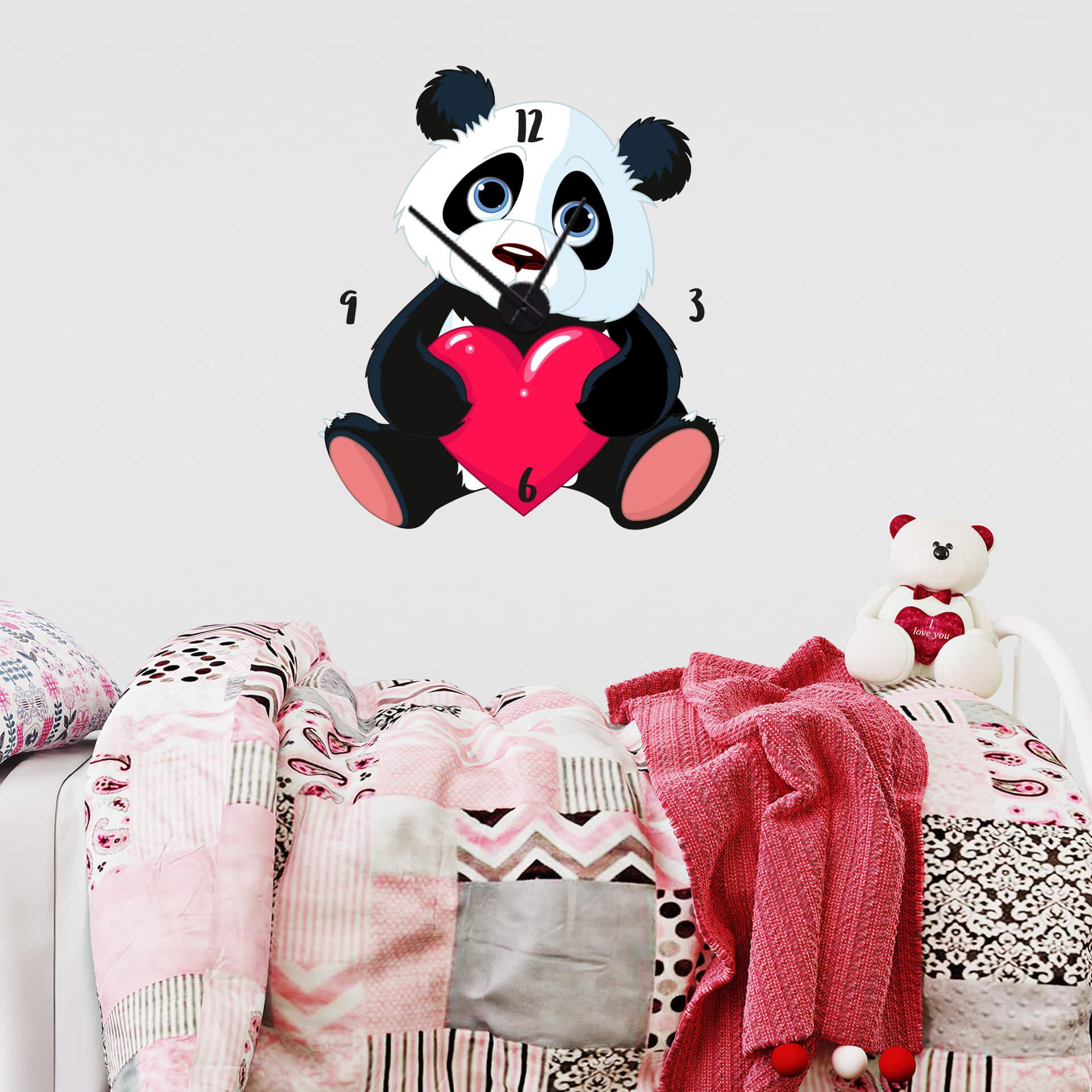 Adesivo murale Panda + Orologio