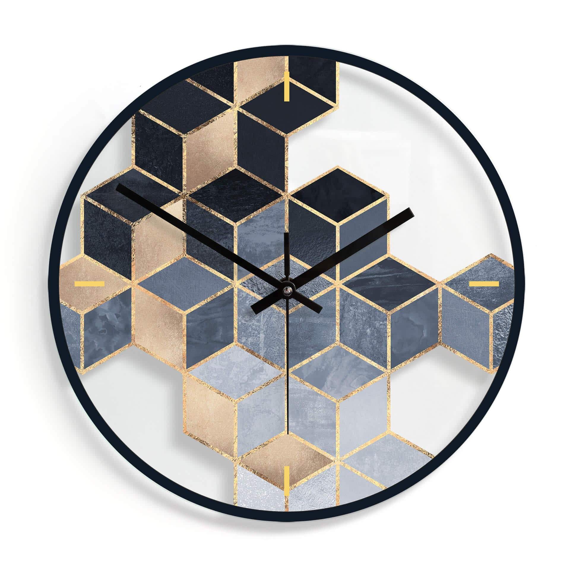 Horloge murale en verre - Géométrie bleue