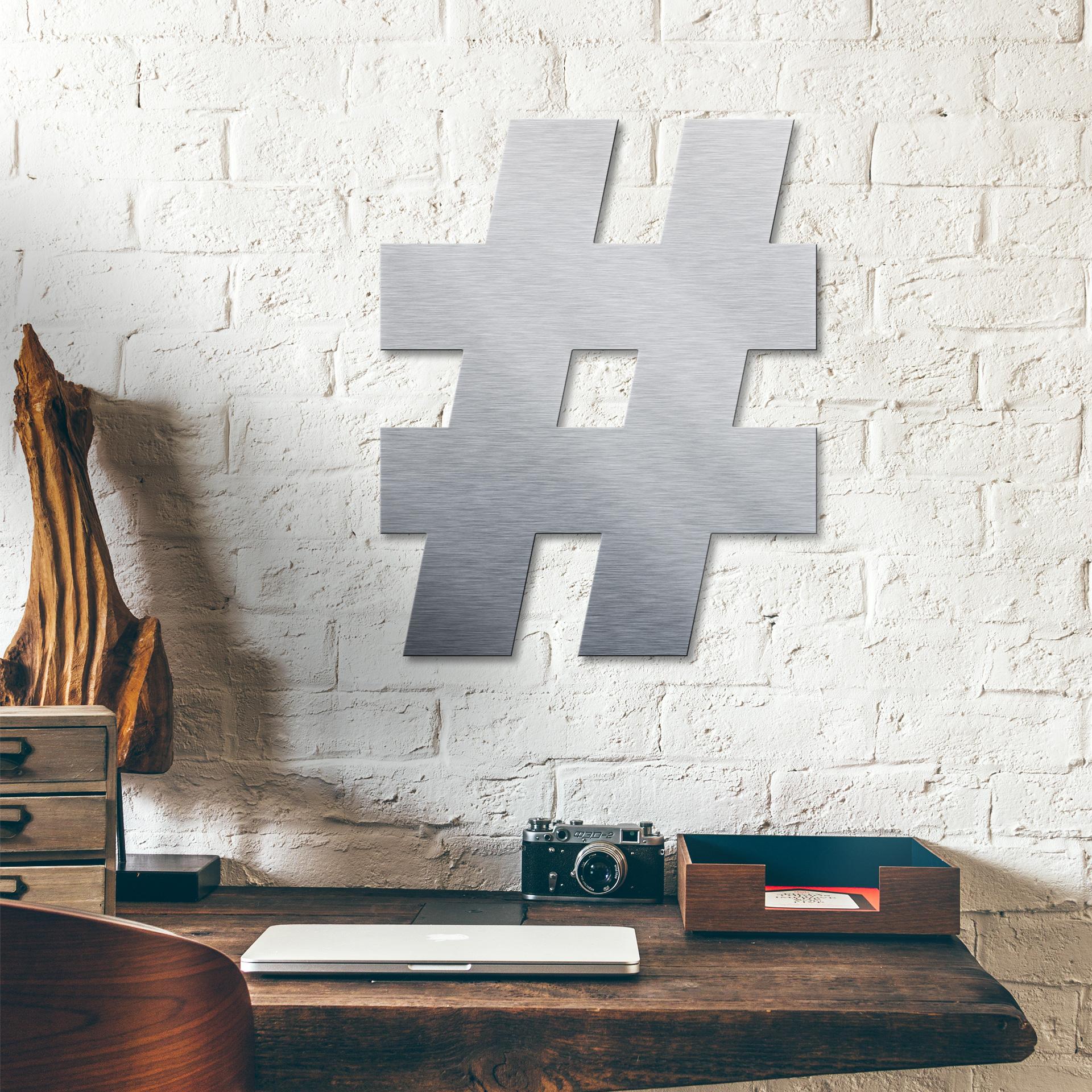 Letras Alu-Dibond - Efecto plateado - Señal Hashtag
