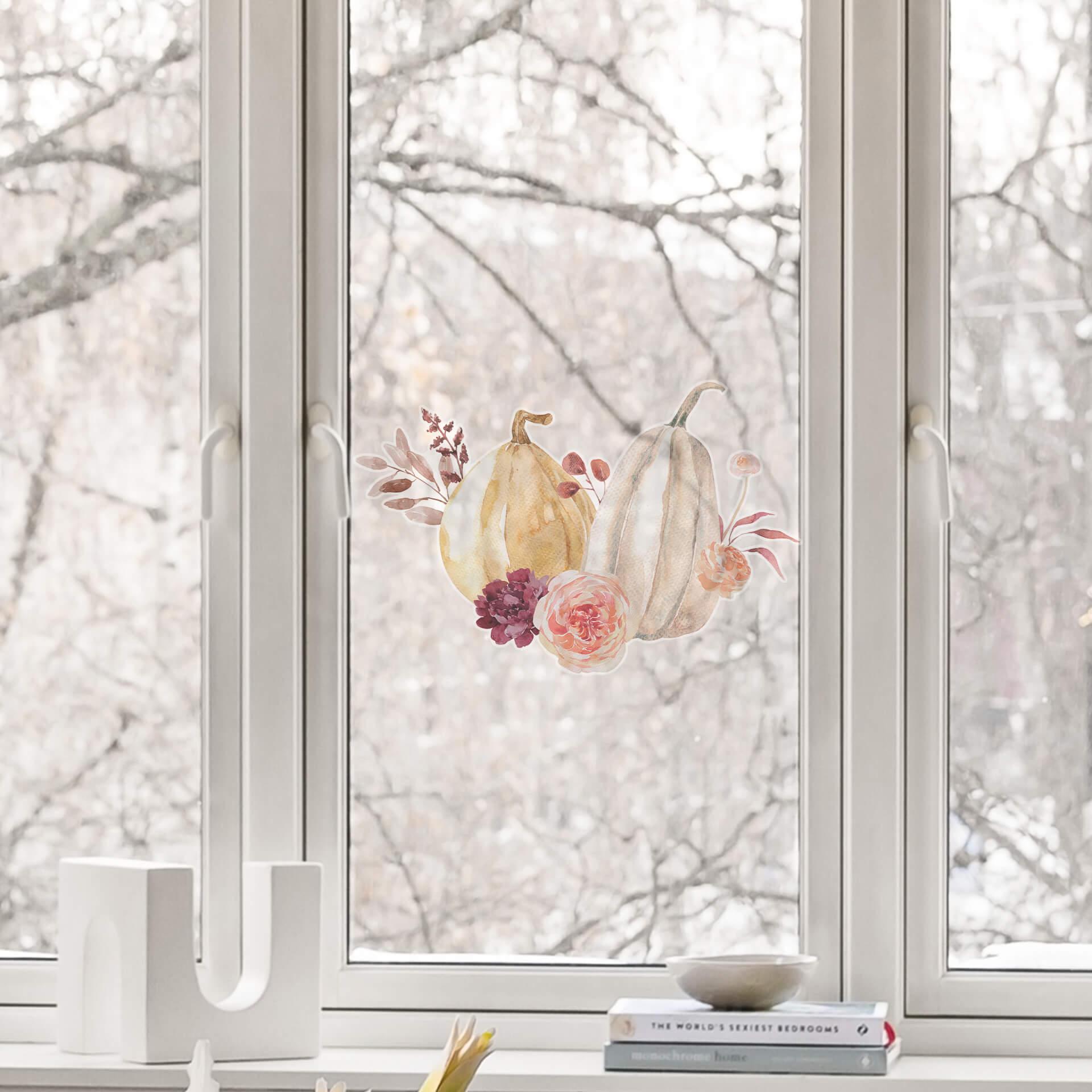 Fensterbild Elegante Kürbisdekoration