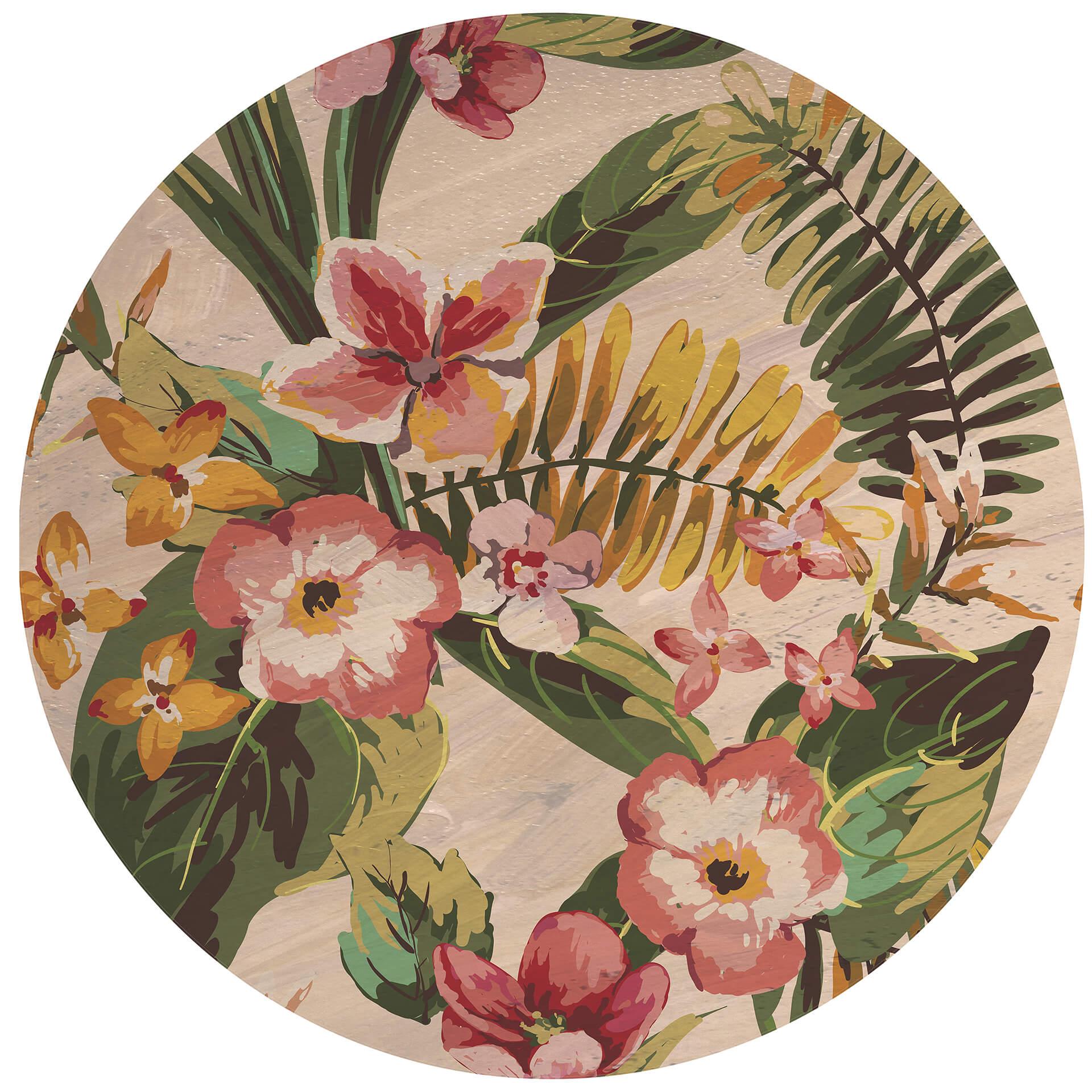 Behangcirkel Tropical Flowers - vliesbehang/zelfklevend vliesbehang